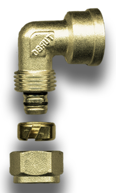 1 Raccord coude 90° 16 mm x 1/2" F - laiton