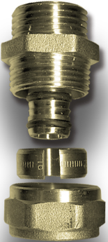 1 Klemkoppeling recht 16 mm x 1/2" M - messing