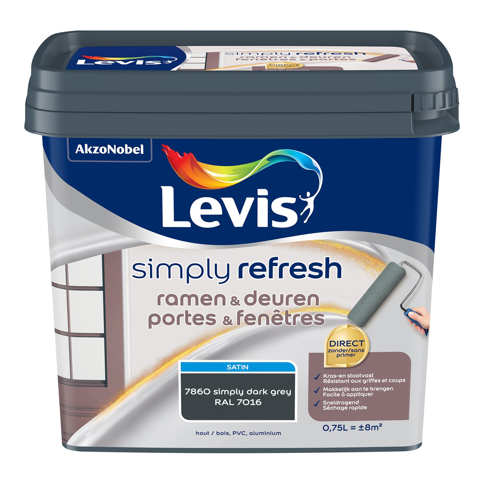 Levis Simply Refresh Ramen & Deuren Satin 0.75l Simply Dark Grey