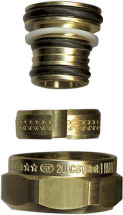 1 Klemkoppeling recht 16 mm x M22 F - messing