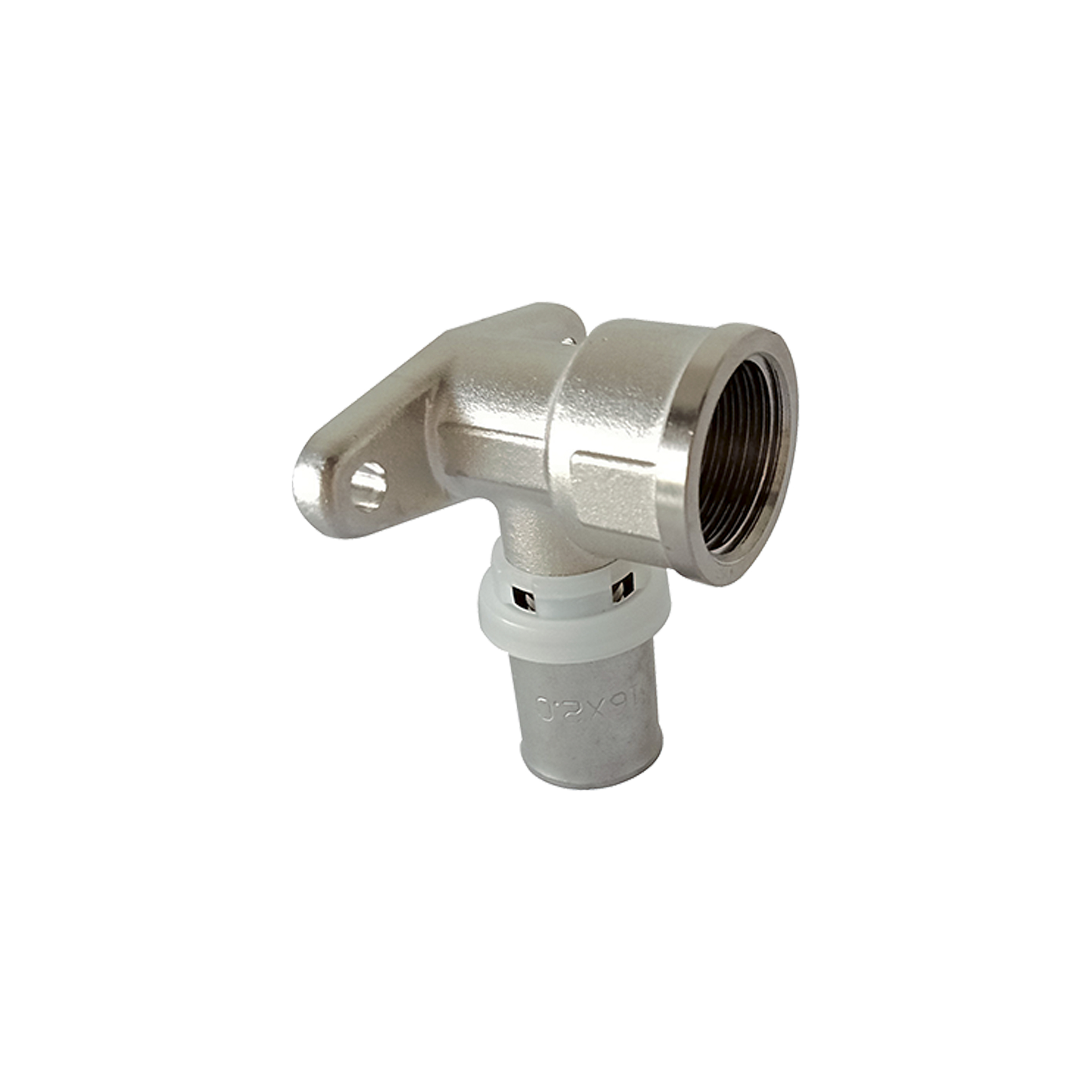 1 Muurplaat haaks 20 mm x 1/2" F - messing
