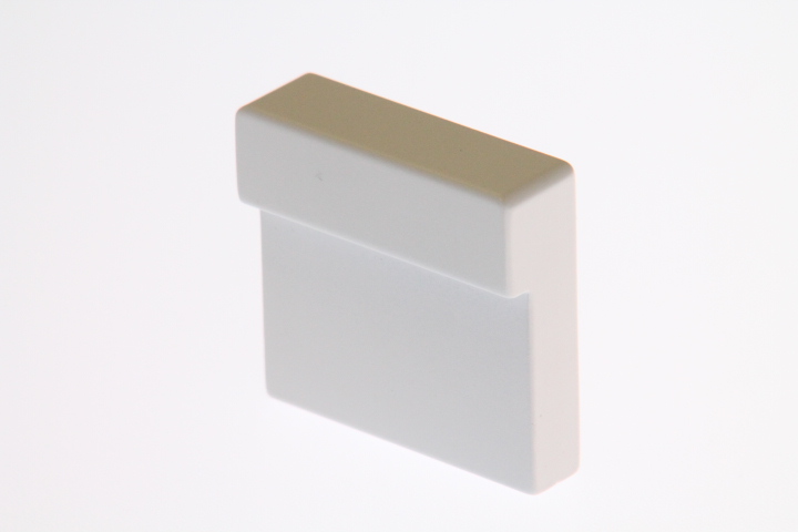 Knop "Moka" CC 16mm aluminium/wit 32x30x10mm