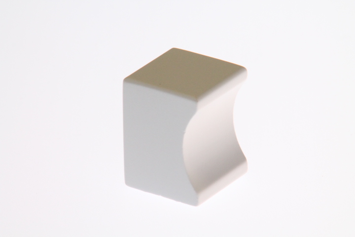 Bouton carré aluminium/blanc 19x19mm / H=26mm