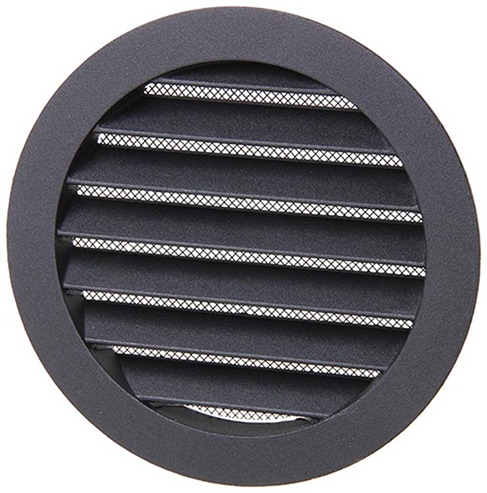 Renson inbouw schoepenrooster alu met gaas rond 434/R zwart Ø125mm