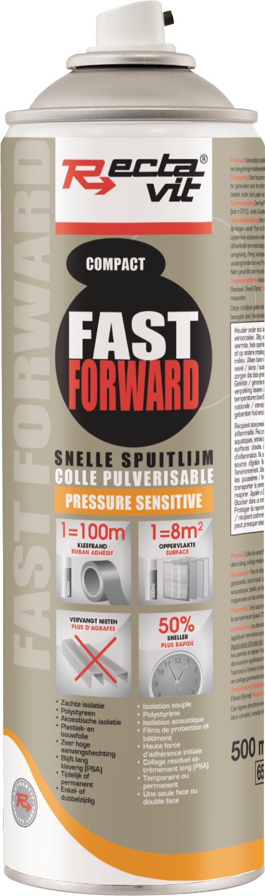 Rectavit 1129 Fast Forward Compact - Colle Pulvérisable Industrielle Orange 500ml