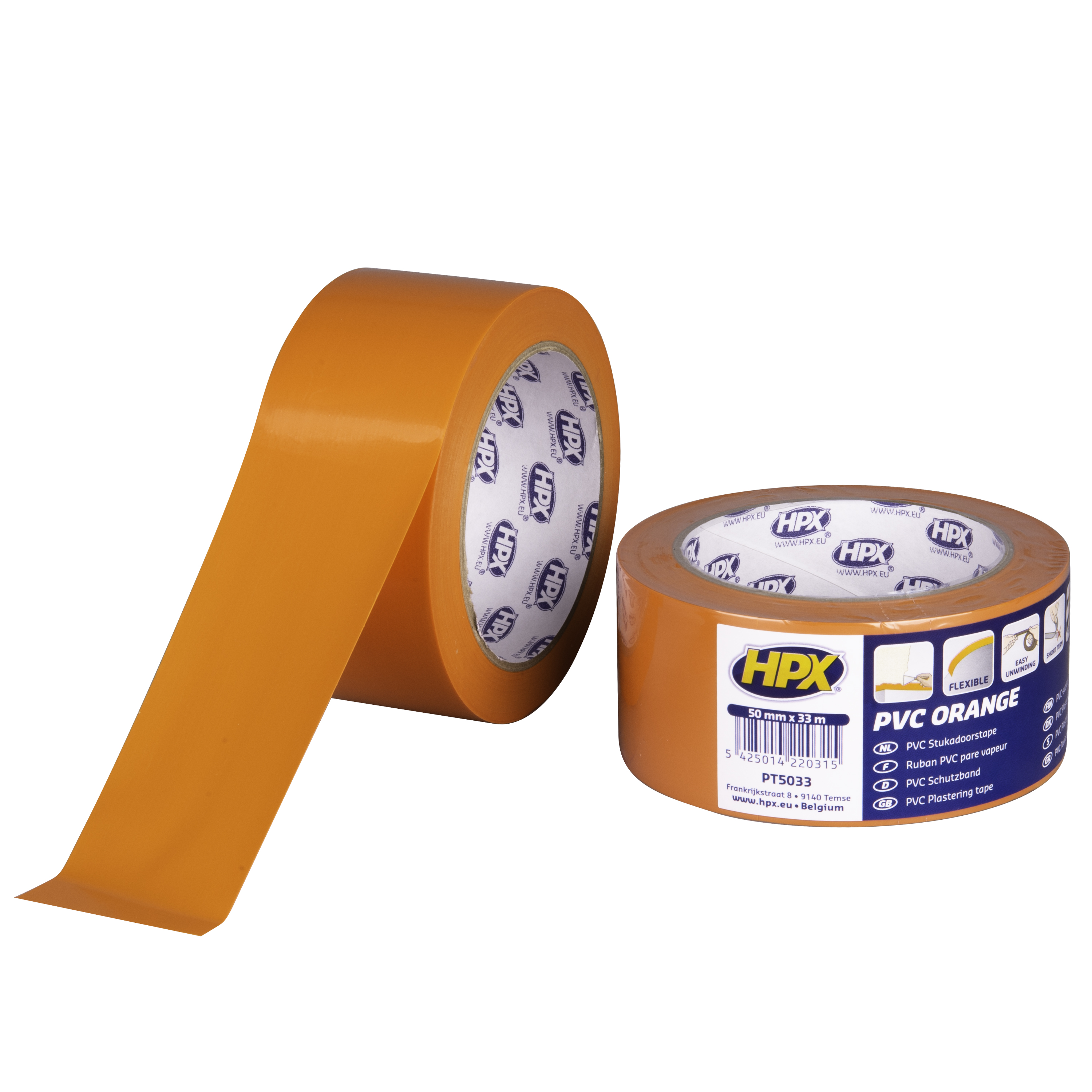 HPX PVC BESCHERMINGSTAPE - ORANJE 50MM X 33M