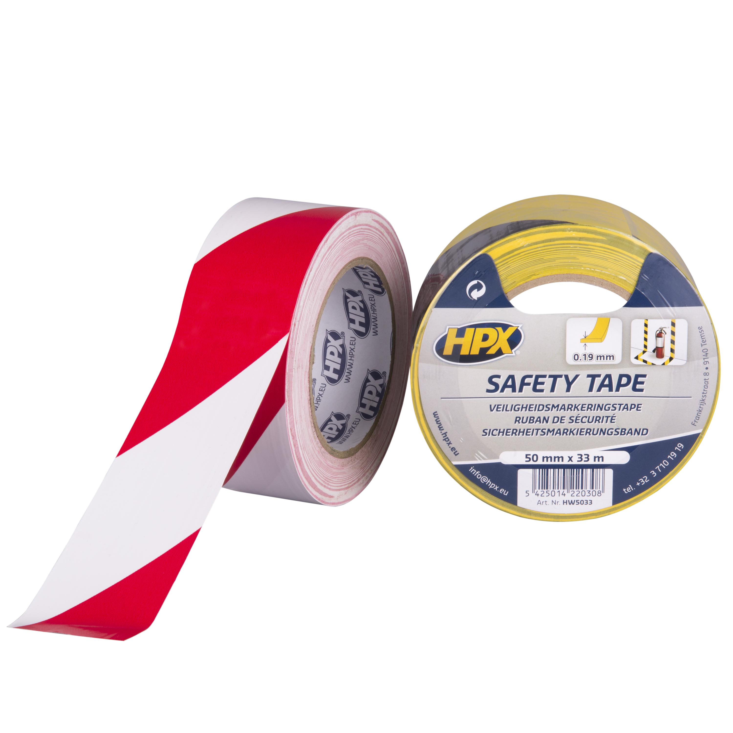 HPX ZELFKLEVENDE MARKERINGSTAPE - WIT/ROOD 50MM X 33M