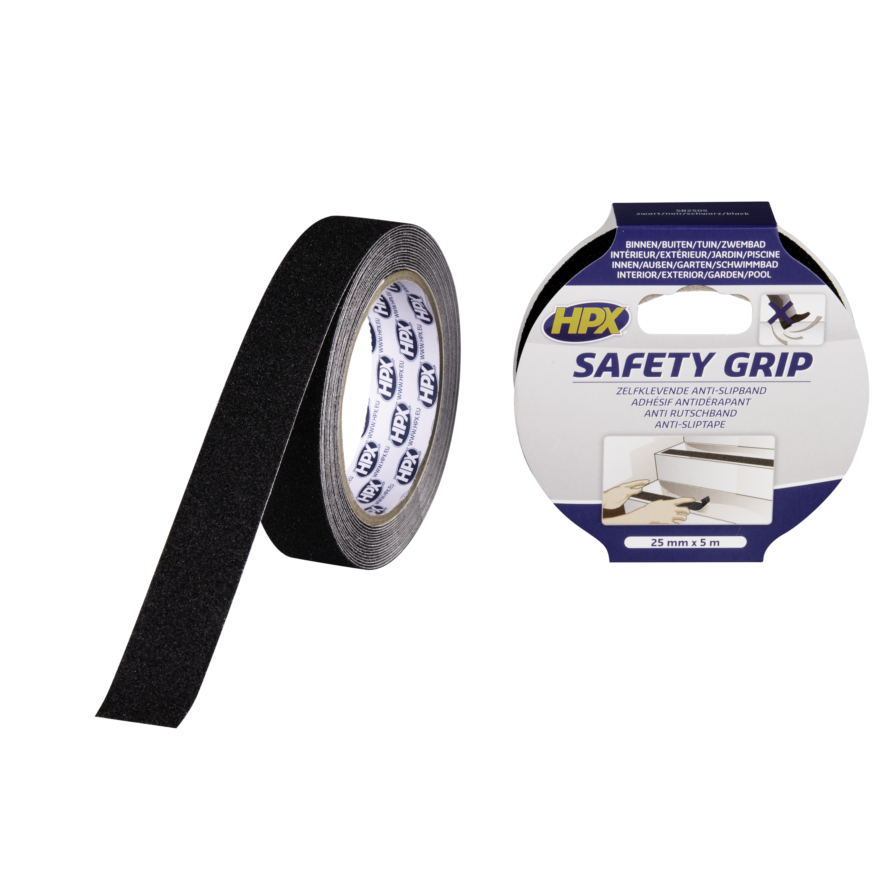 HPX ANTI-SLIP TAPE - ZWART 25MM X 5M