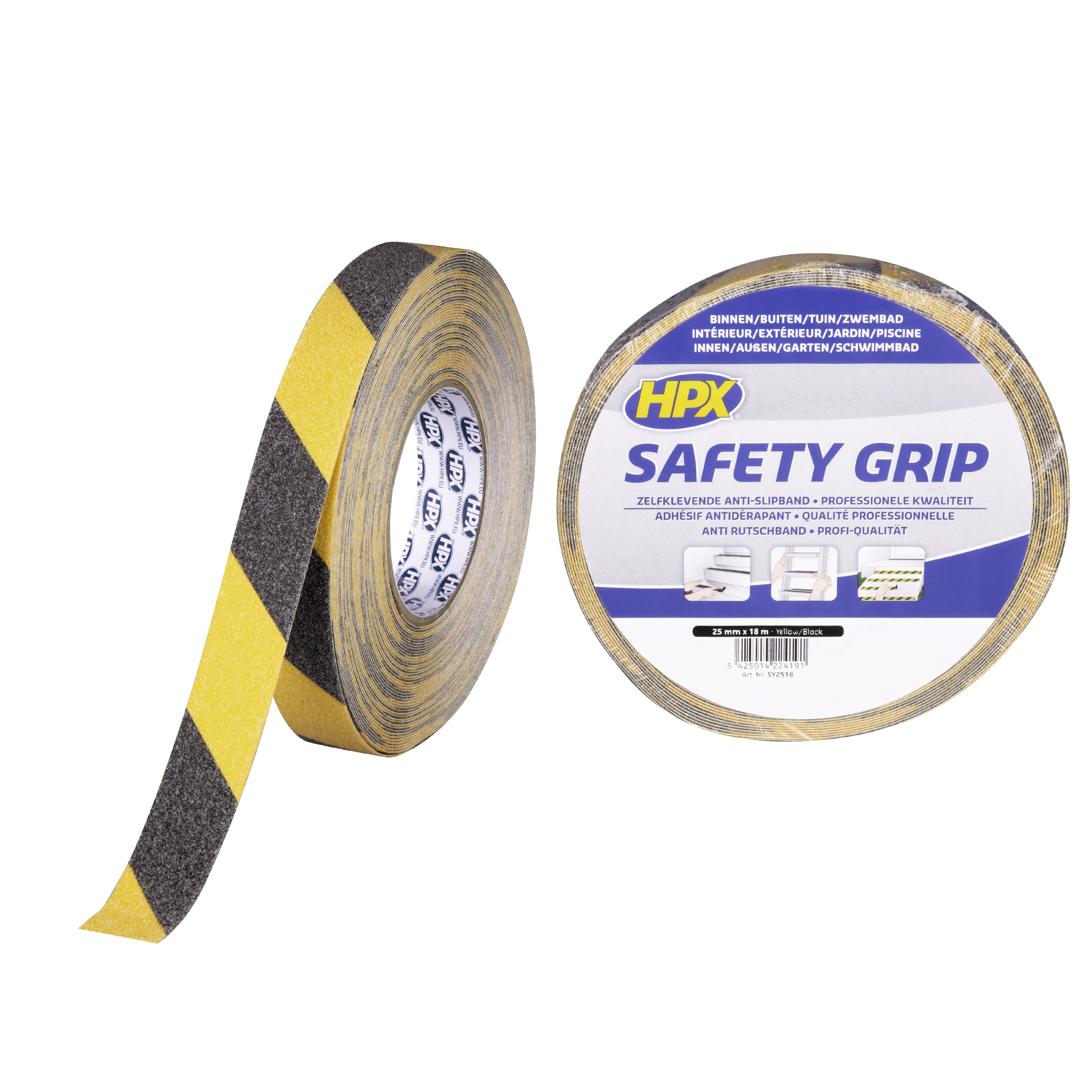 HPX ruban antidérapant - noir/jaune 25mm x 18m