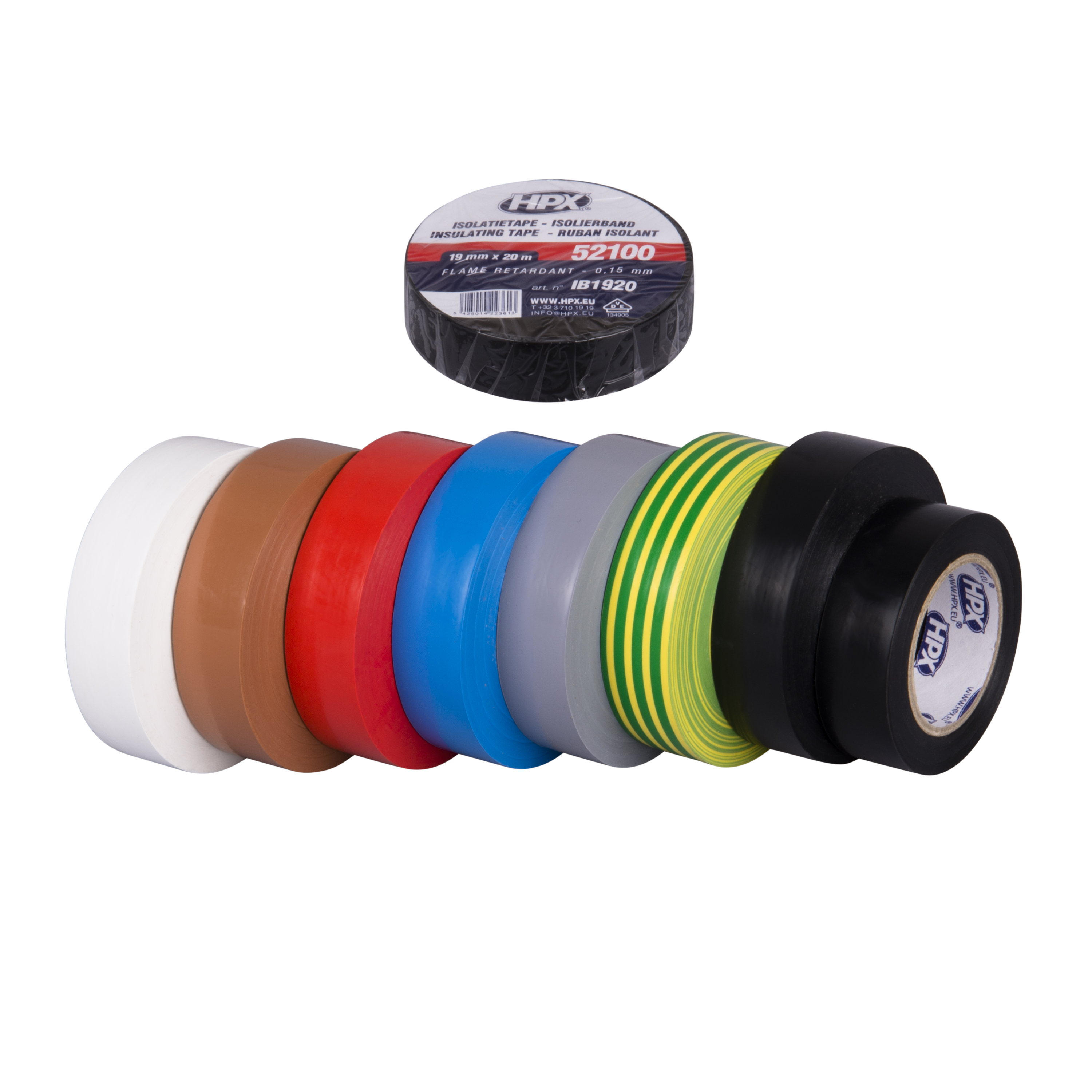 HPX ruban isolant pvc VDE - gris 19mm x 20m