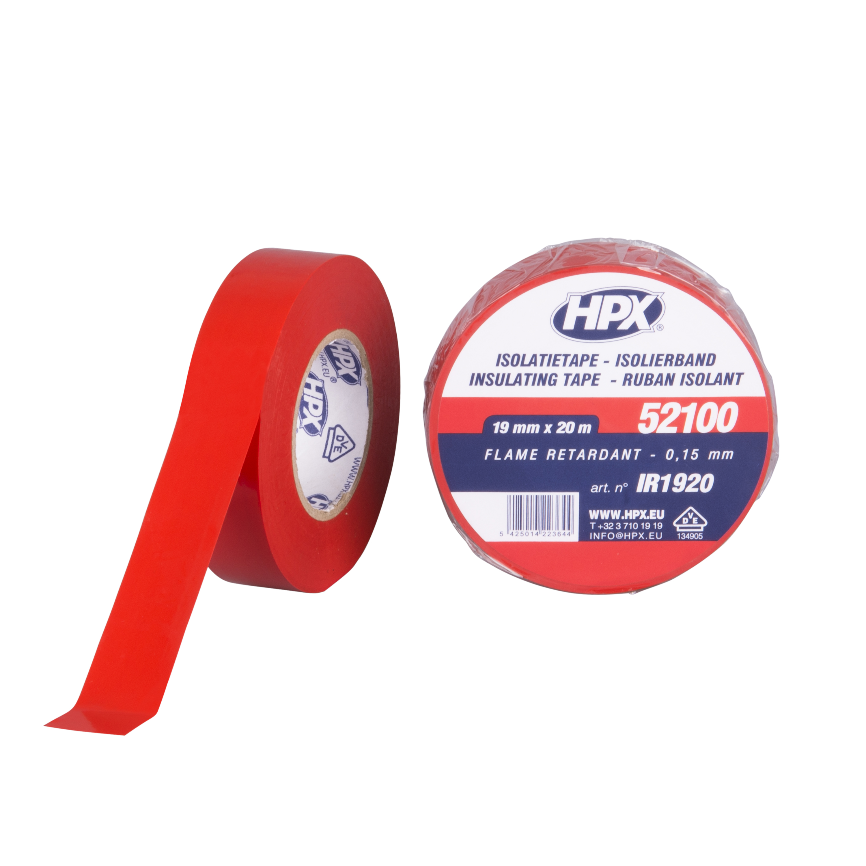 HPX ruban isolant pvc VDE - rouge 19mm x 20m