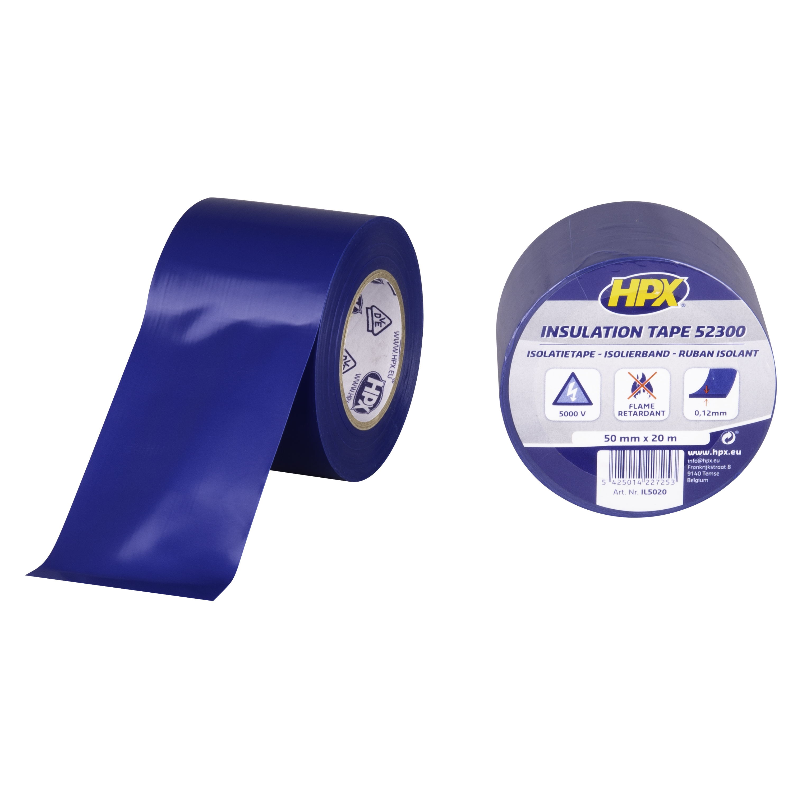 HPX ruban isolant pvc - bleu 50mm x 20m