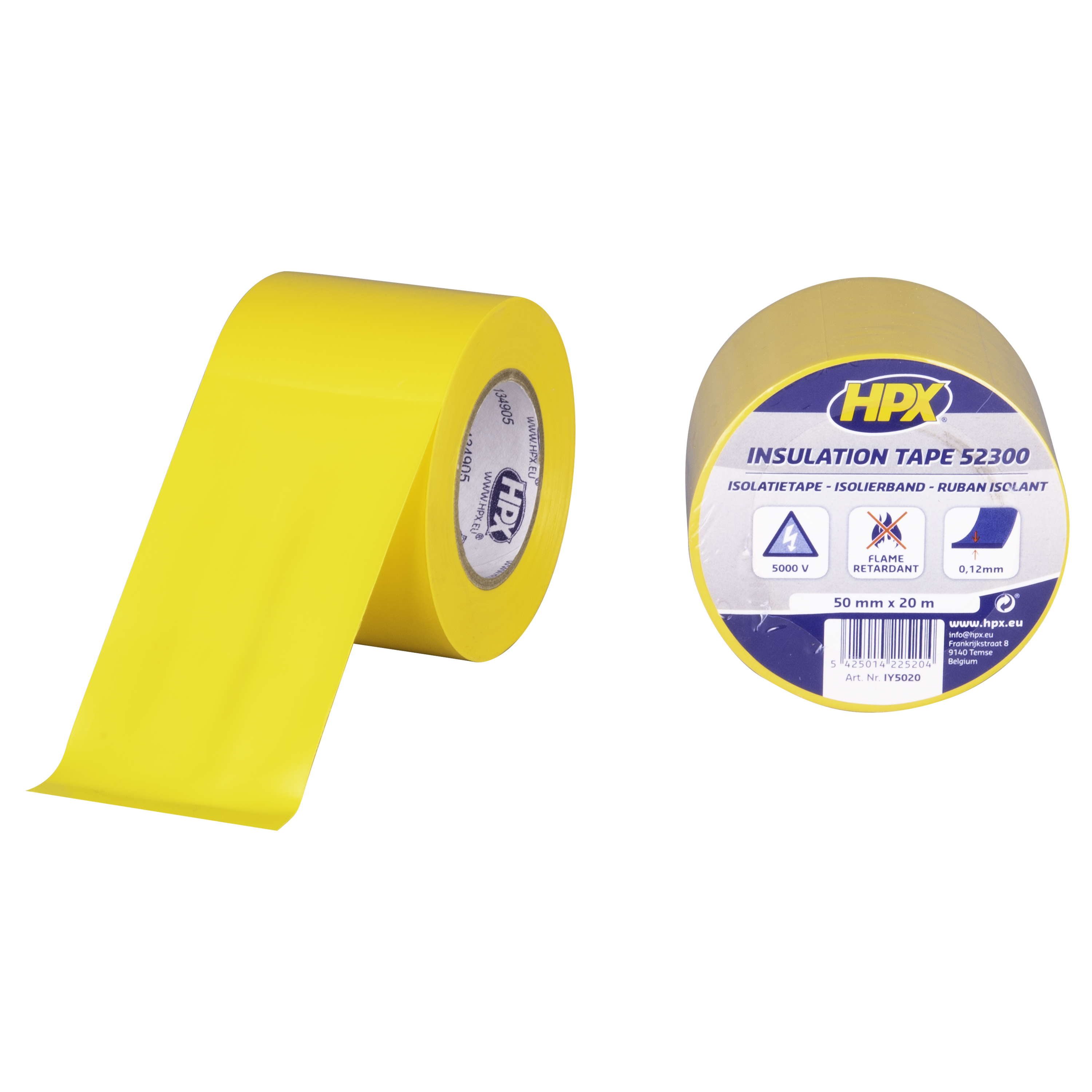 HPX PVC ISOLATIETAPE - GEEL 50MM X 20M