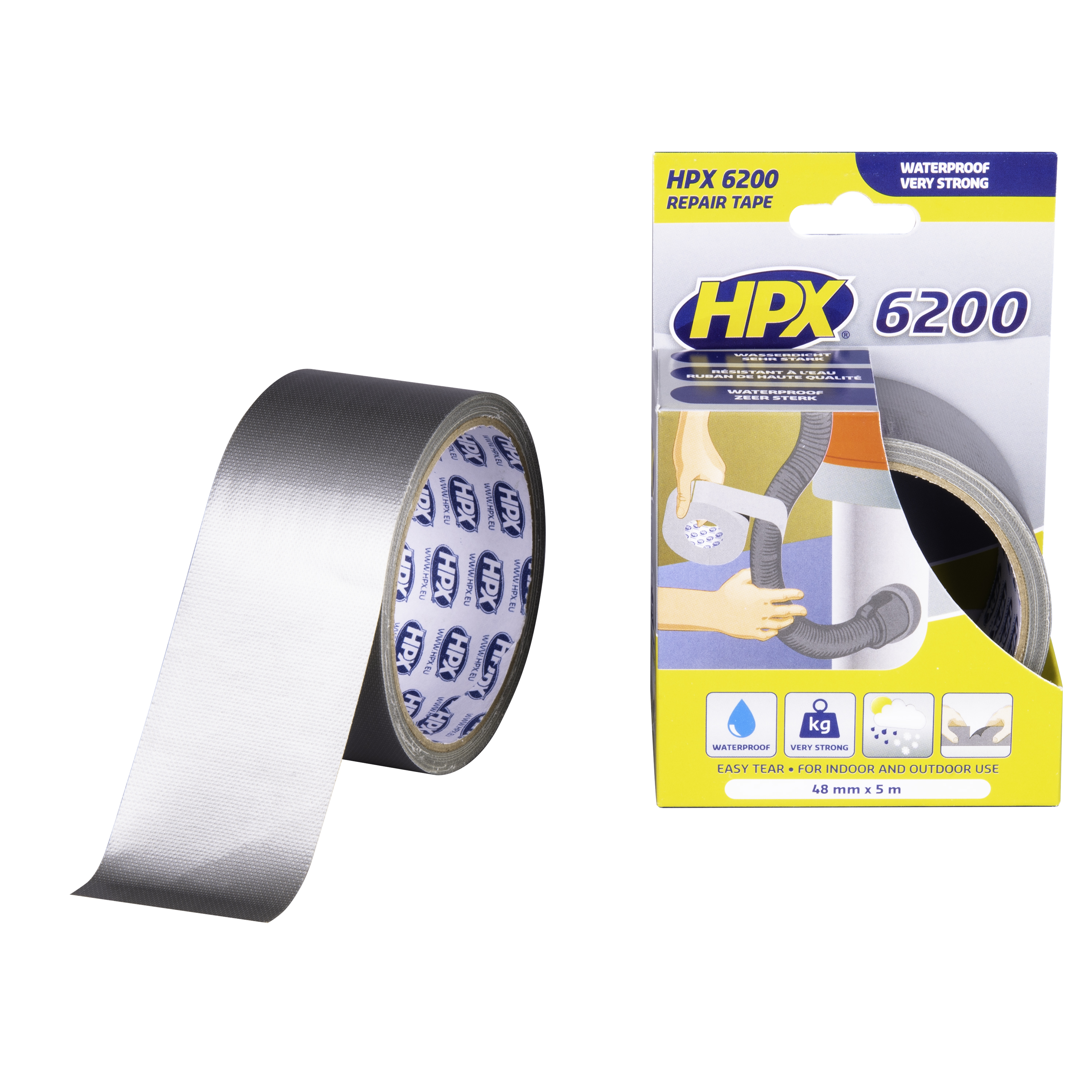 HPX pantsertape - zilver 48mm x 5m
