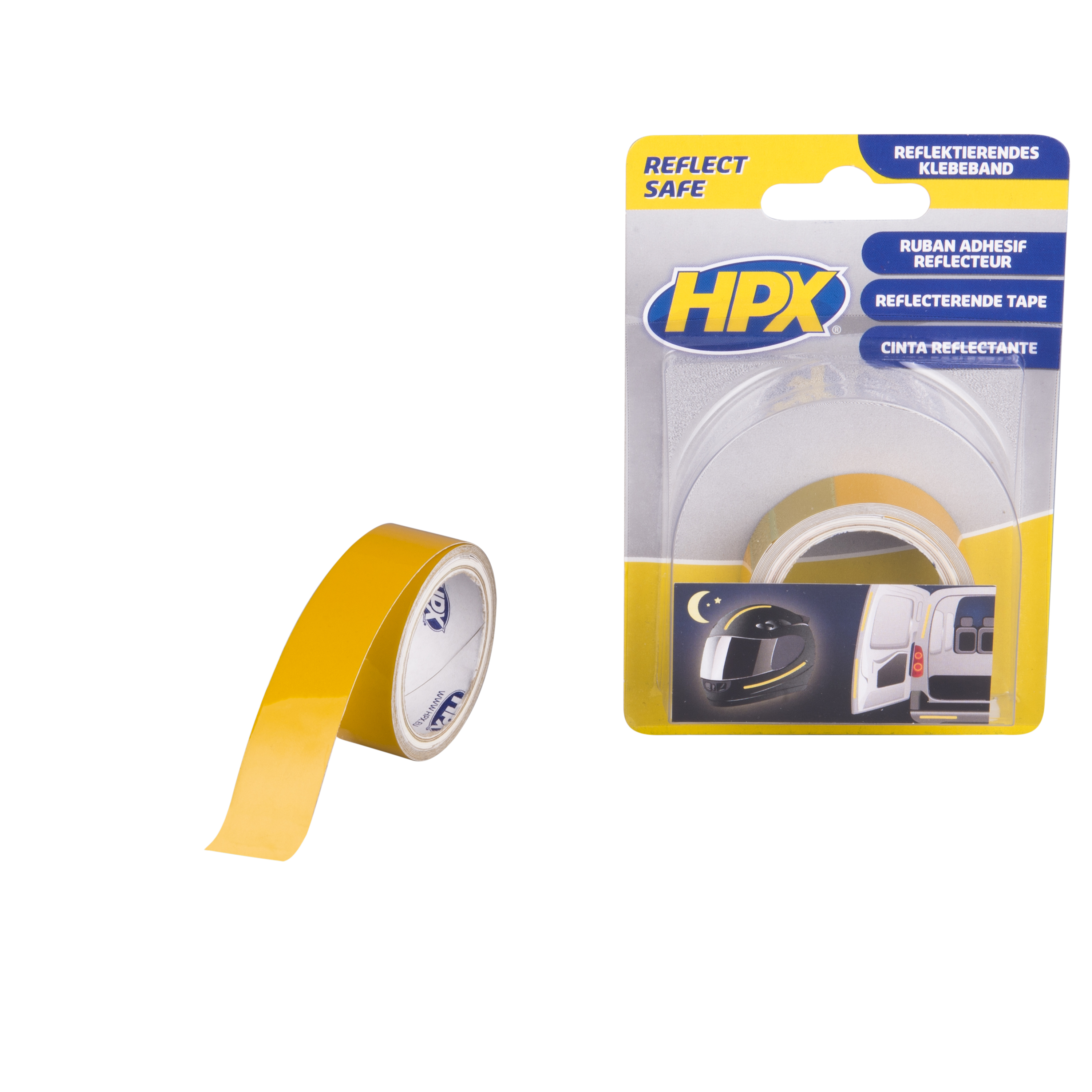 HPX reflecterende tape - geel 19mm x 1,5m