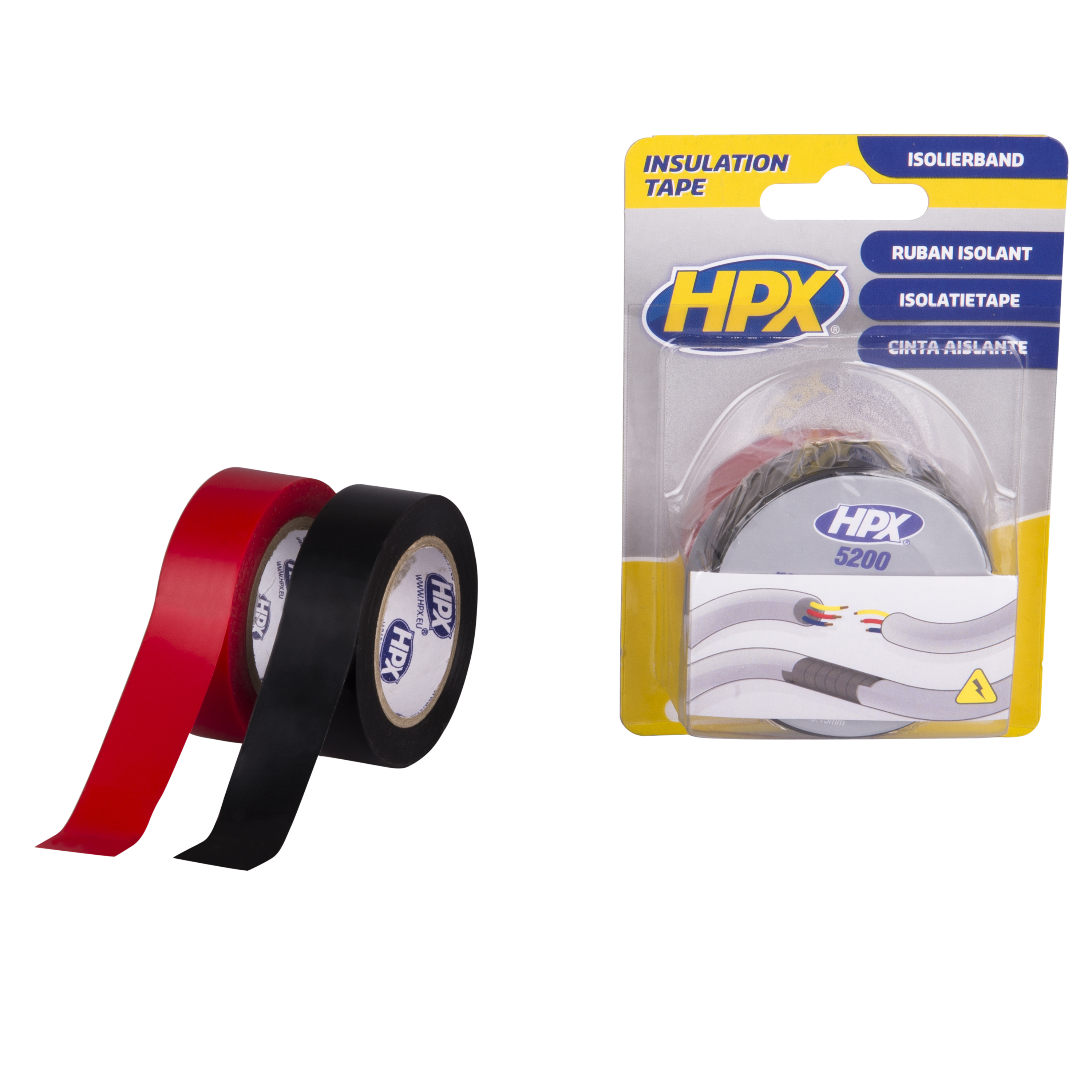 HPX pvc isolatietape - zwart + rood 19mm x 10m
