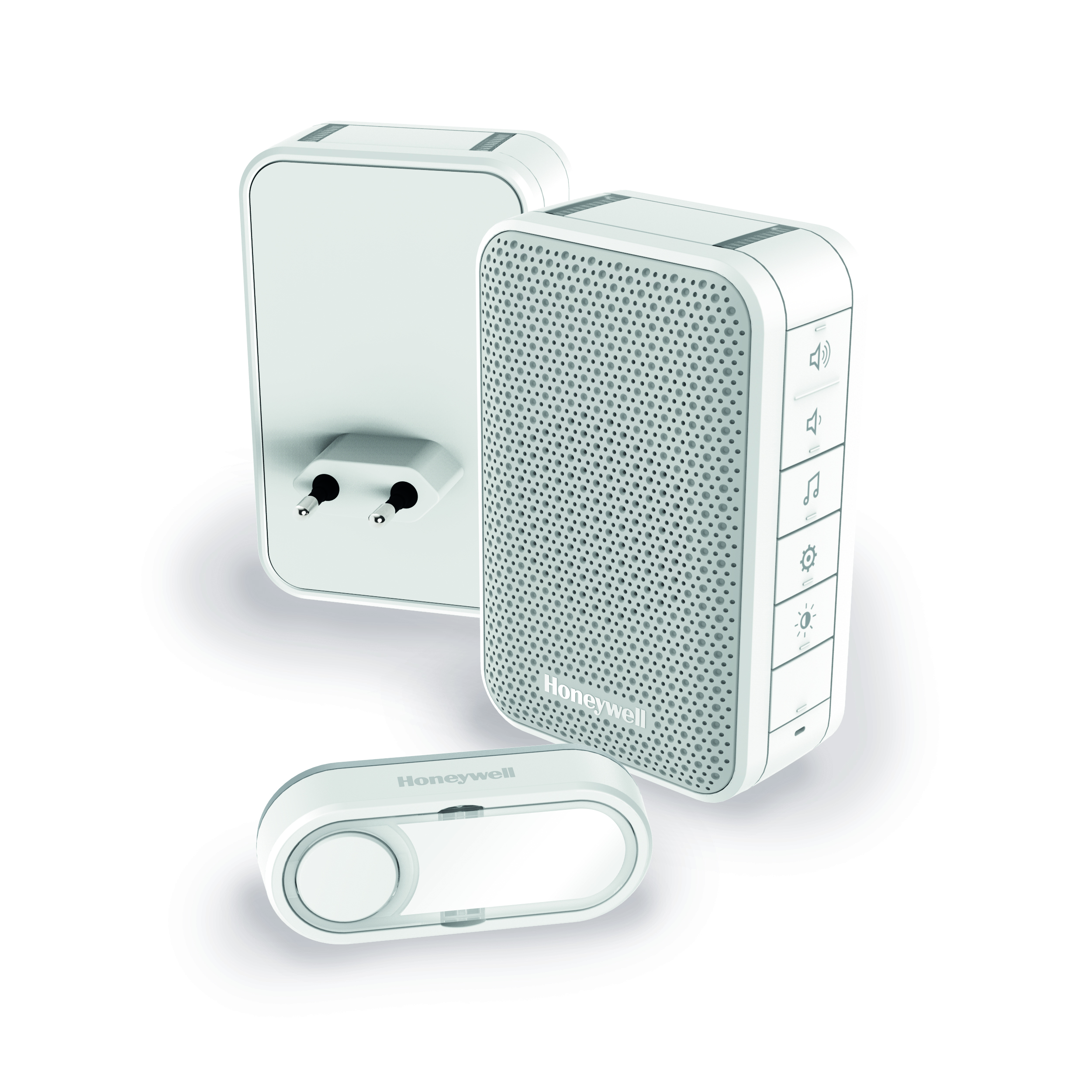 Honeywell set draadloze bel + bel plug-in + drukknop wit