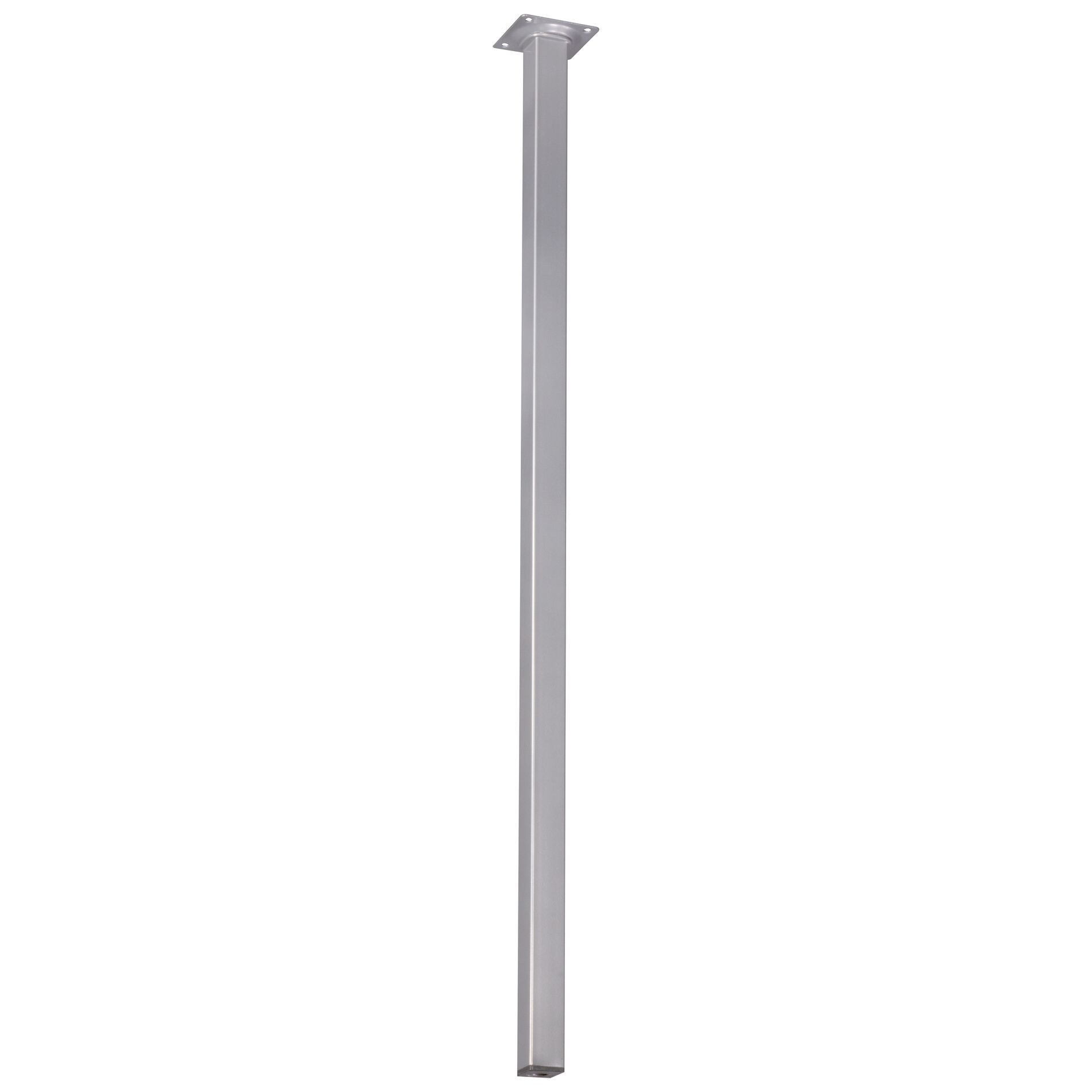 Pied carré couleur aluminium 25x25mm, 75cm
