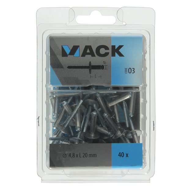 Mack blindklinknagels aluminium brede kop Ø4,8x20mm (40st)