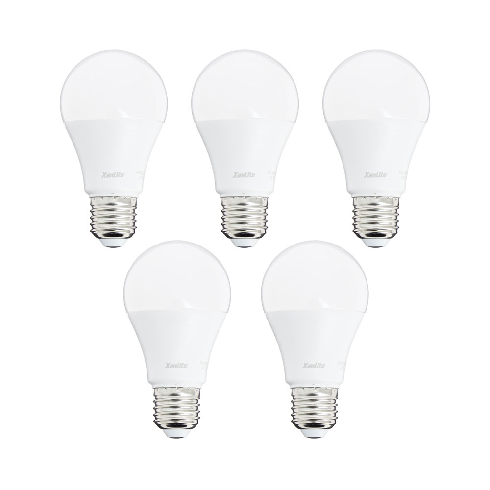 Xanlite Lot de 5 ampoules SMD LED A60 opaque E27 - 806 lm (=60W) - 2700k - blanc chaud