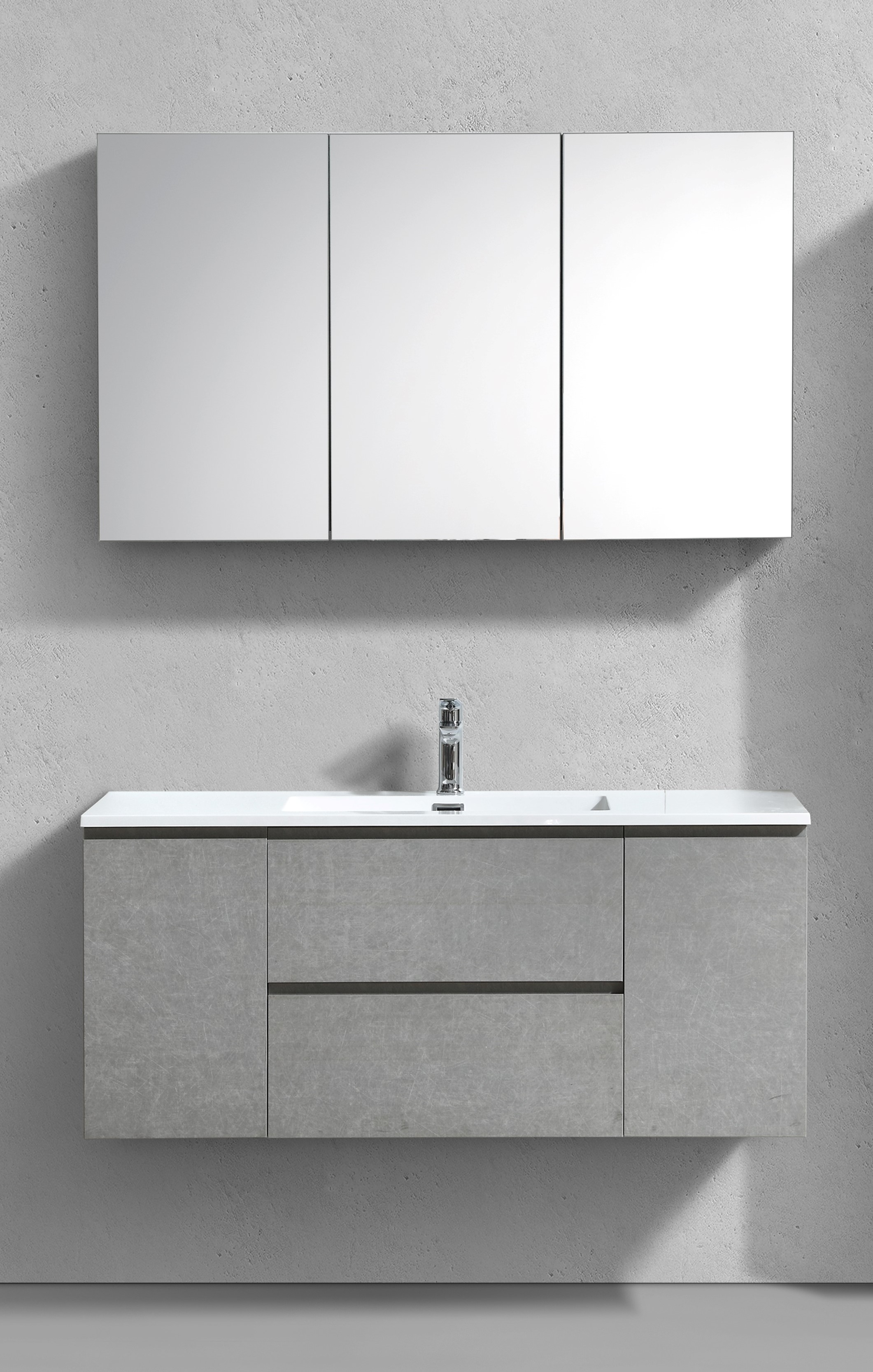Sanimar 600660 Genua onderkast + wastafel + spiegelkast 120 cm Betonlook