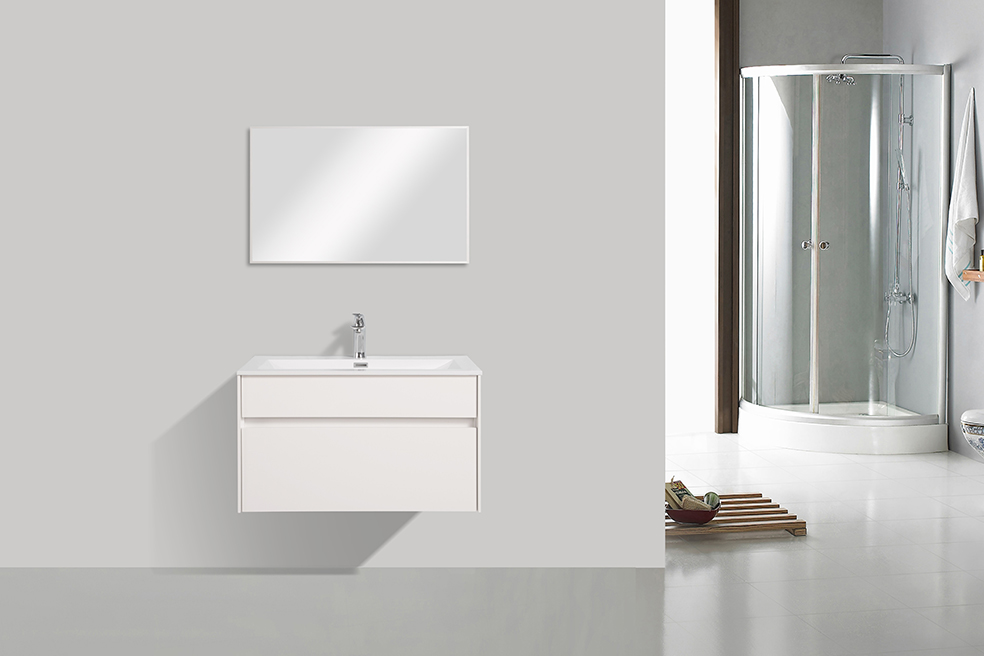Sanimar 600570 Roma Onderkast + Wastafel + Spiegel 80 Cm Wit/Wit