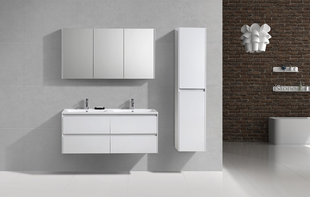 Sanimar 600625 Murcia Onderkast + Wastafel + Spiegelkast 120 Cm Wit