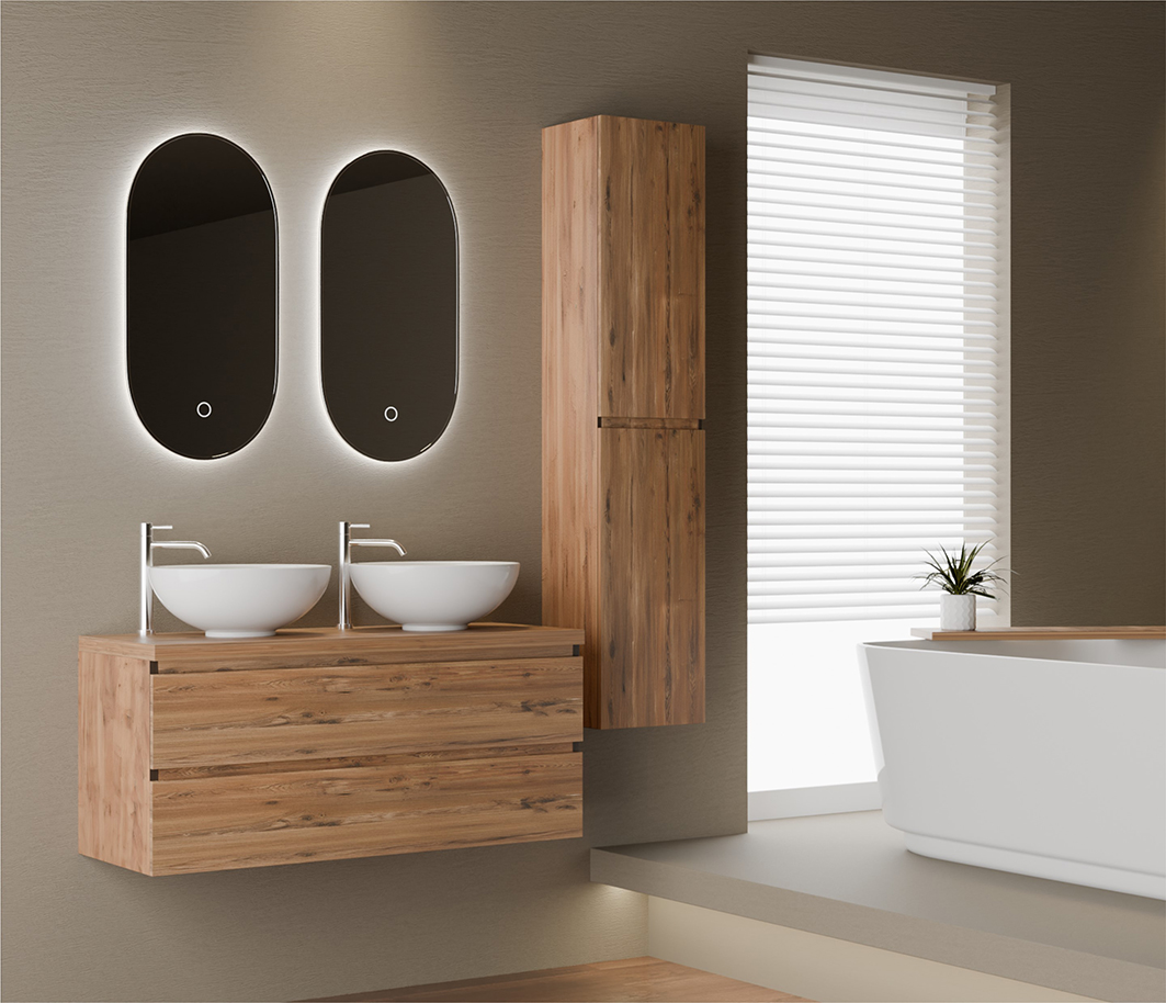 Sanimar 600862 Style onderkast 120x45x50 cm 2x lade - honing eiken