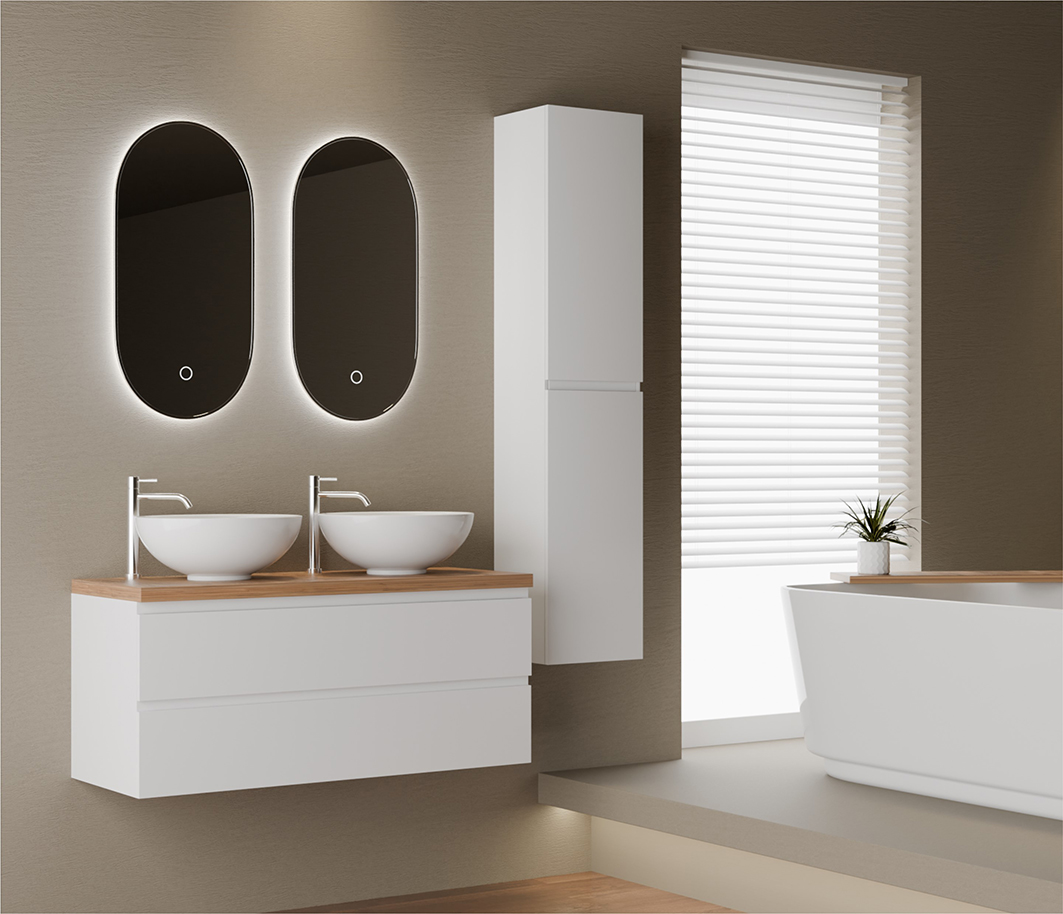 Sanimar 600866 Style onderkast 120x45x50 cm 2x lade - mat wit