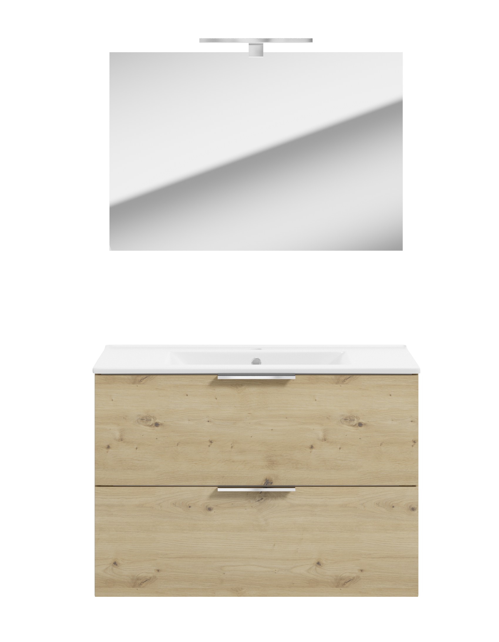 Sanimar 600102 Nova Pack onderkast/wastafel/spiegel met LED 80 cm - Artisan eik