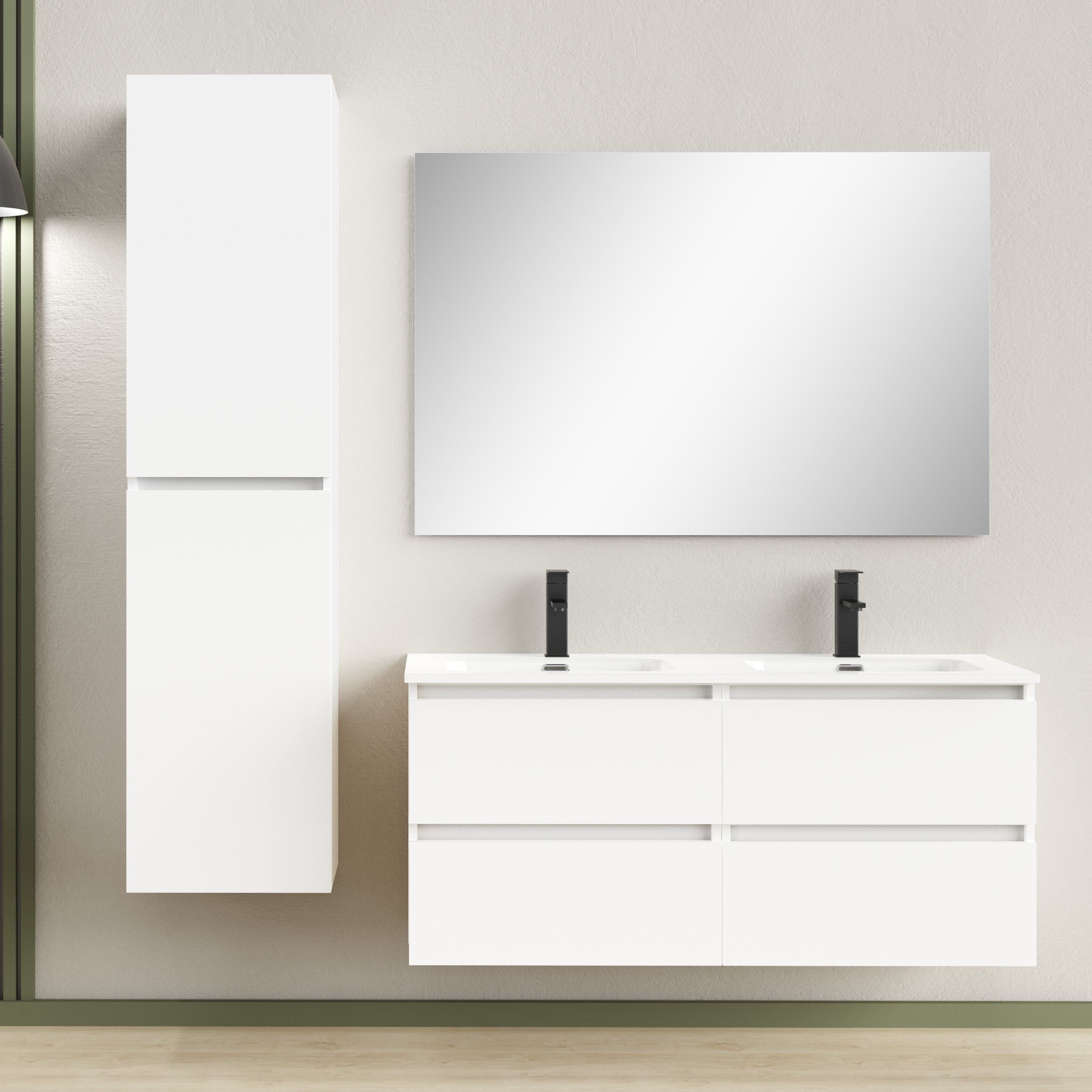 Sanimar 600782 Rio onderkast + wastafel + spiegel 120cm hoogglans wit
