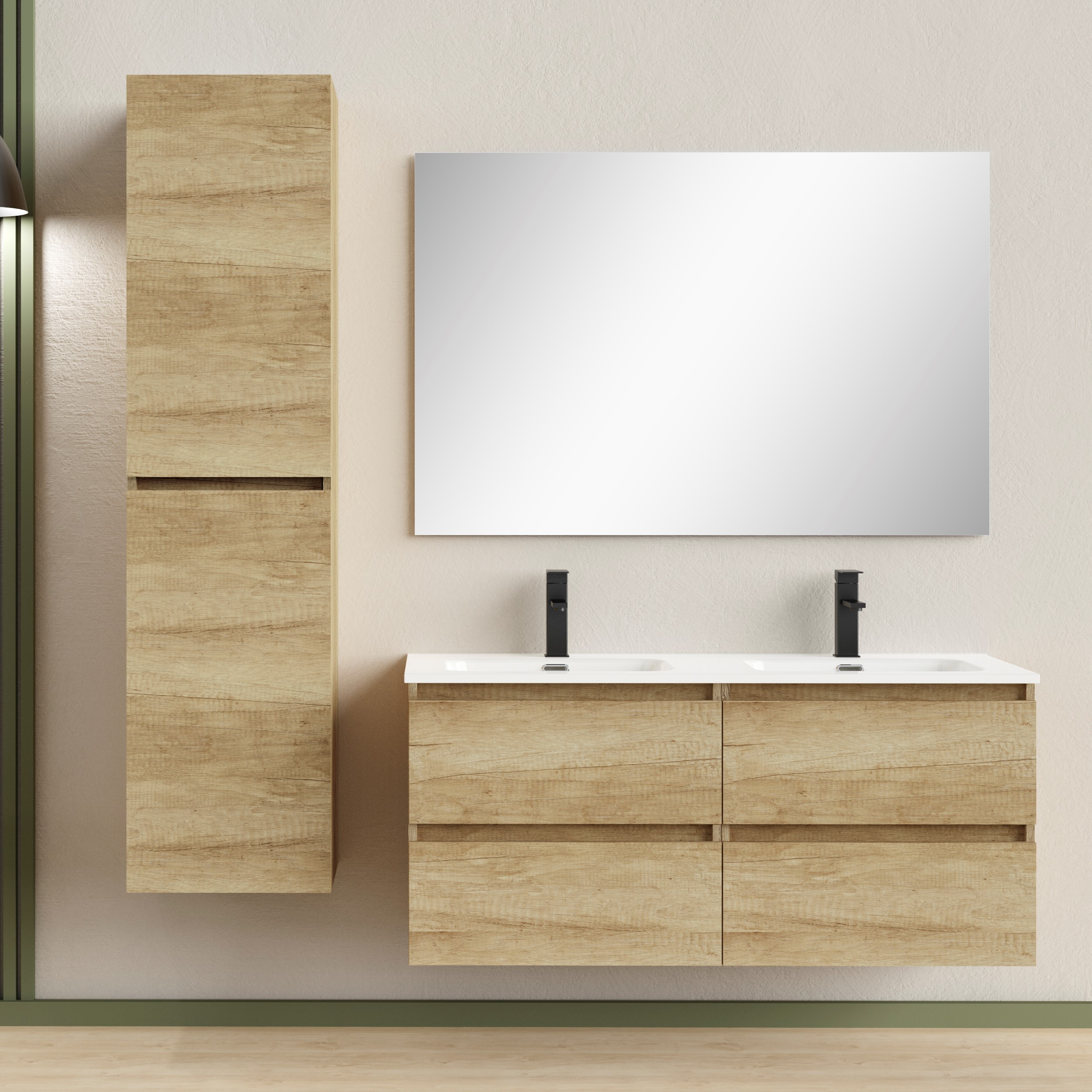Sanimar 600787 Rio onderkast + wastafel + spiegel 120cm houtdecor