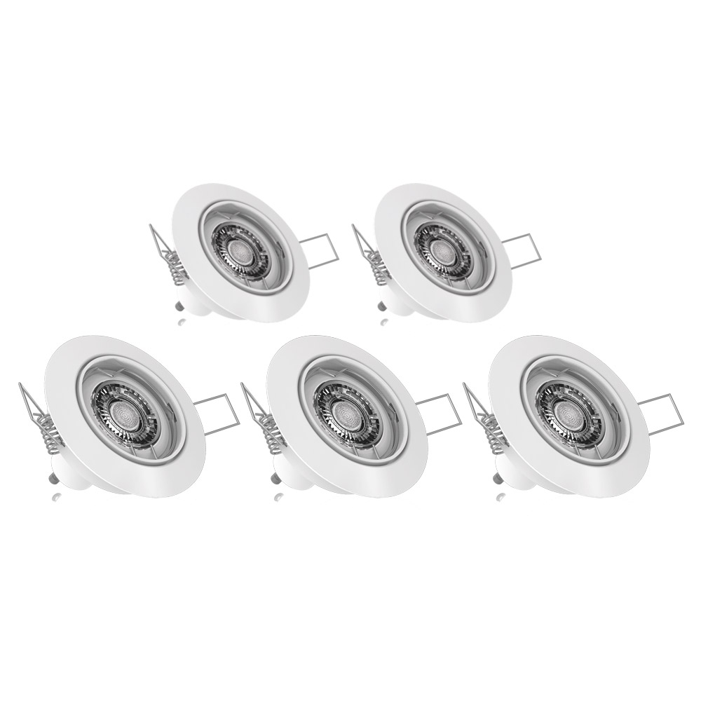 Xanlite pak van 5 LED inbouwspots wit GU10 - 345 lm (=50W) - 2700k warm wit licht (lampen inbegrepen)