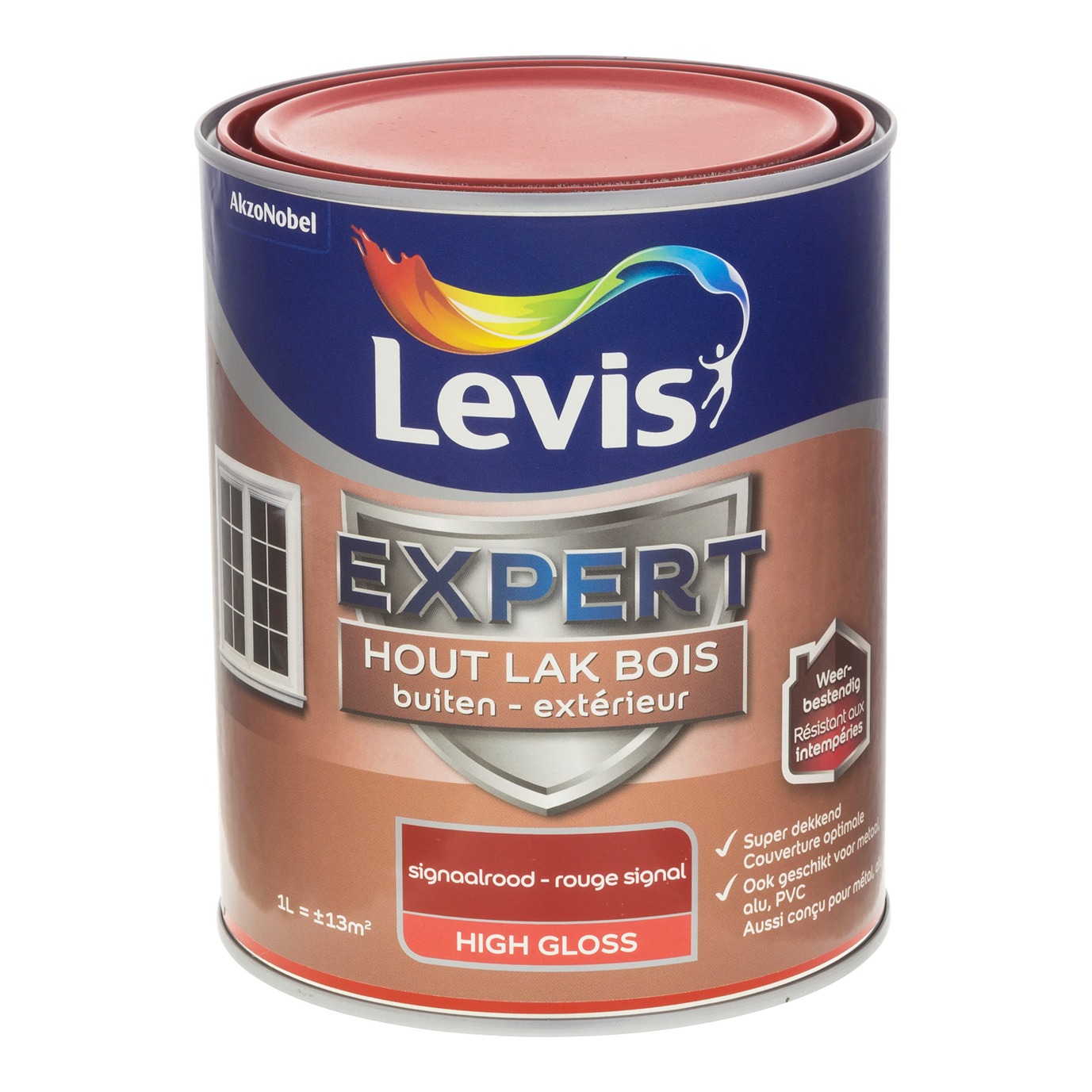 Levis Expert Lak Bois Extérieur High Gloss 1l Rouge Signal