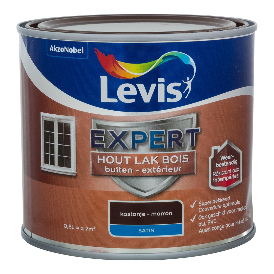 Levis Expert Hout Lak Buiten Satin 0.5l Kastanje
