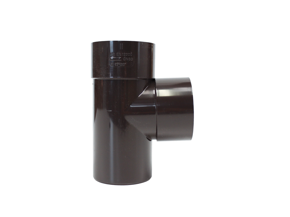 T pour système pluvial gris clair Ø80mm - 90°