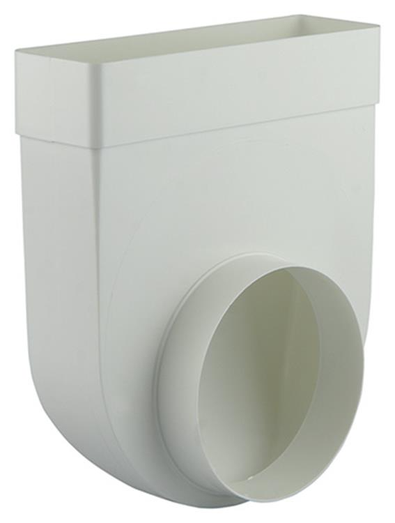 Renson raccord d'angle PVC 90° plat/rond 7017 blanc 204x60mm-Ø125mm