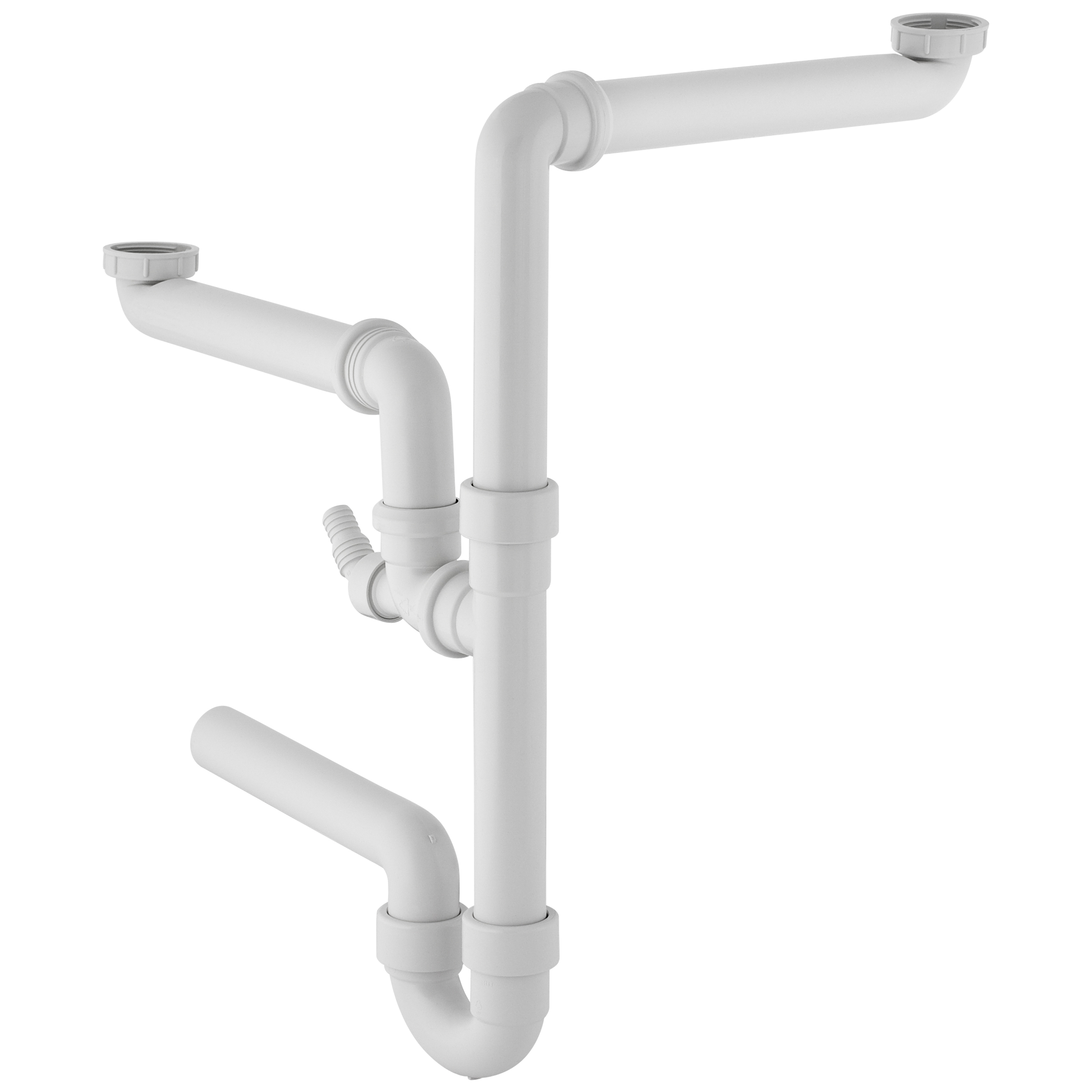 1 Geberit garniture d'évacuation pour évier (2 bacs) 6/4" x 40 mm - Polypropylène