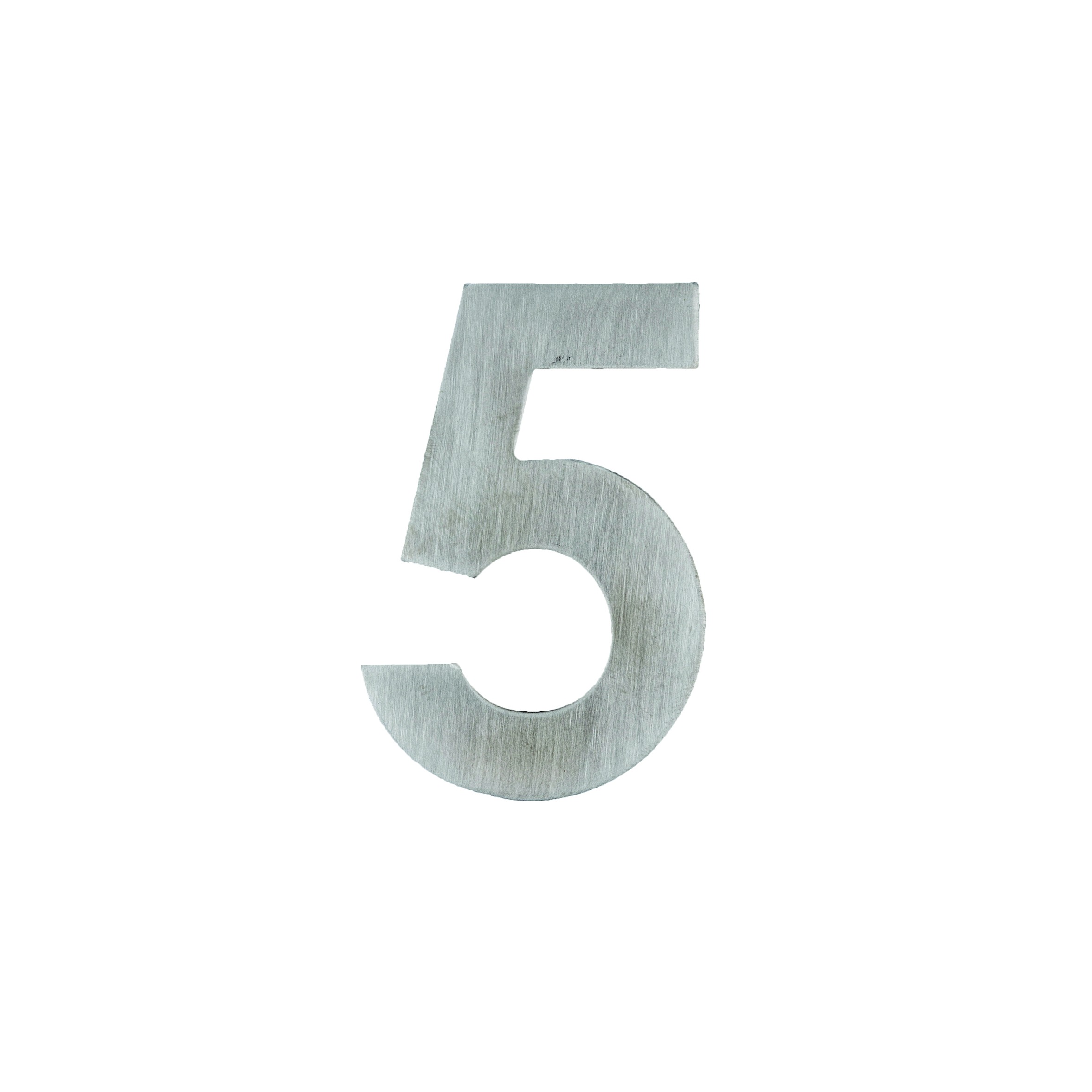 Chiffre Plat Petit Autocollant 5 Inox Plus