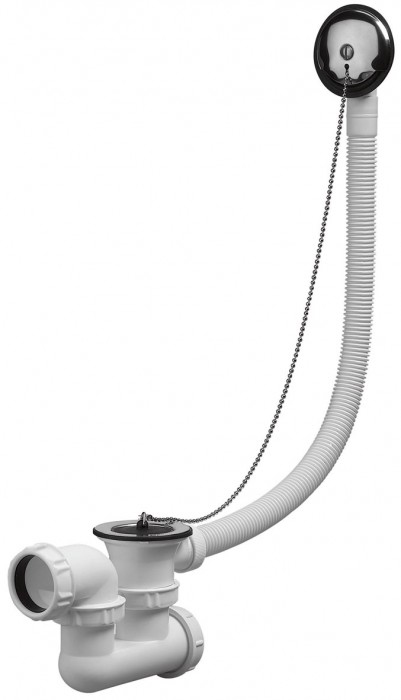 1 Siphon de bain avec bouchon et chainette 6/4" x 40 mm - Polypropylène