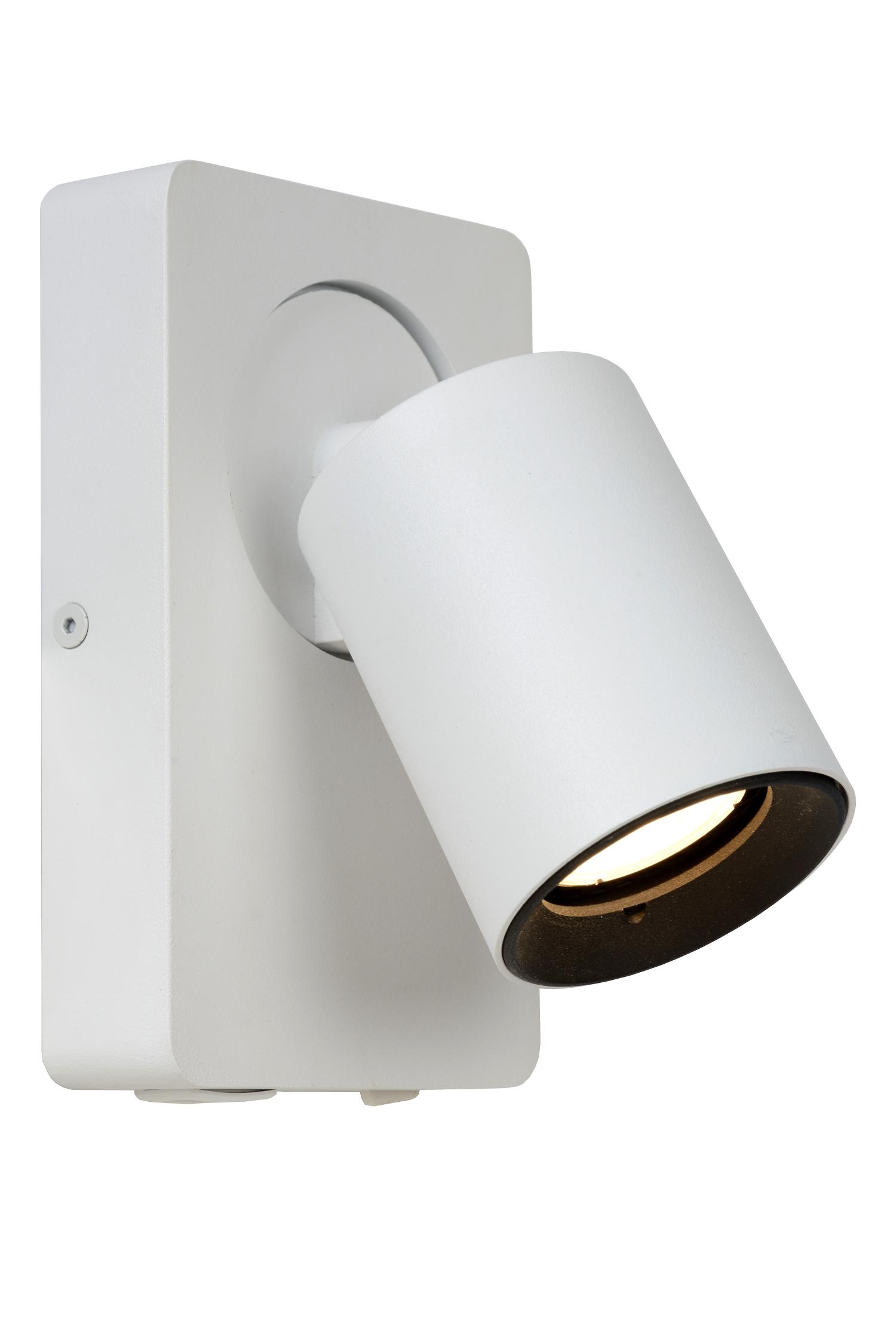 Lucide NIGEL - Spot mural - LED Dim. - GU10 - 1x5W 2200K/3000K - Point de rechargement USB - Blanc