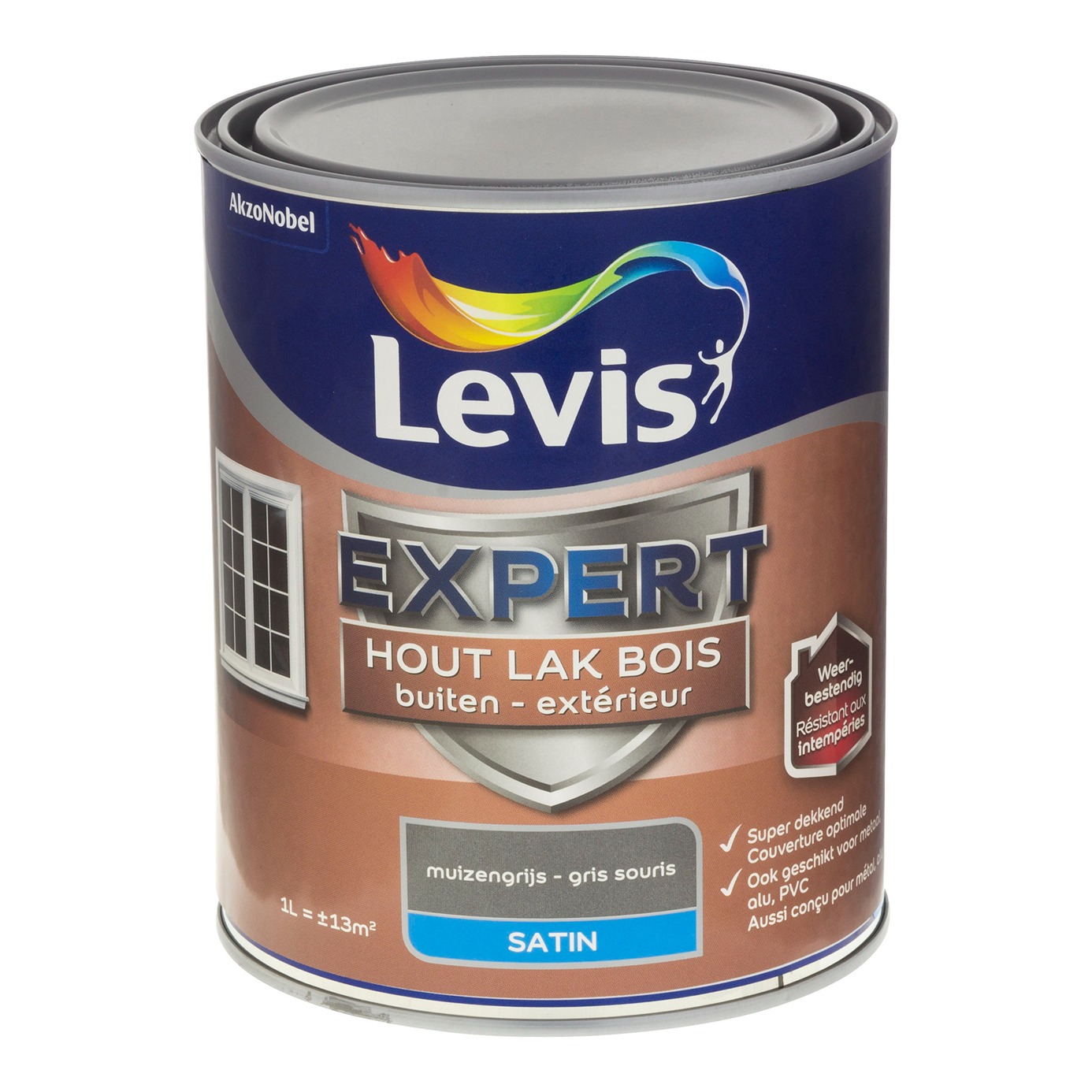 Levis Expert Hout Lak Buiten Satin 1l Muizengrijs