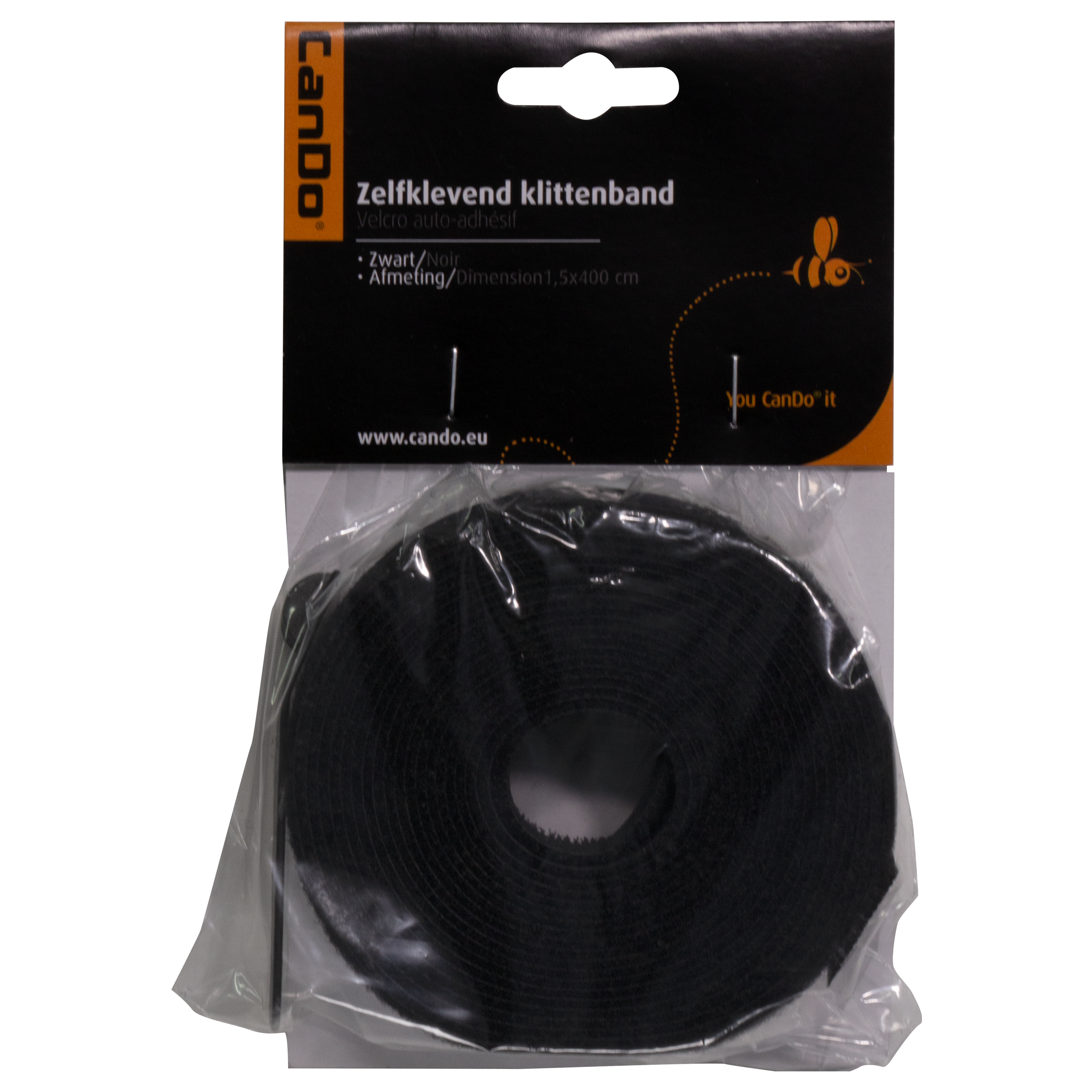 CanDo klittenband voor muggengaas 400cm x 15mm zwart