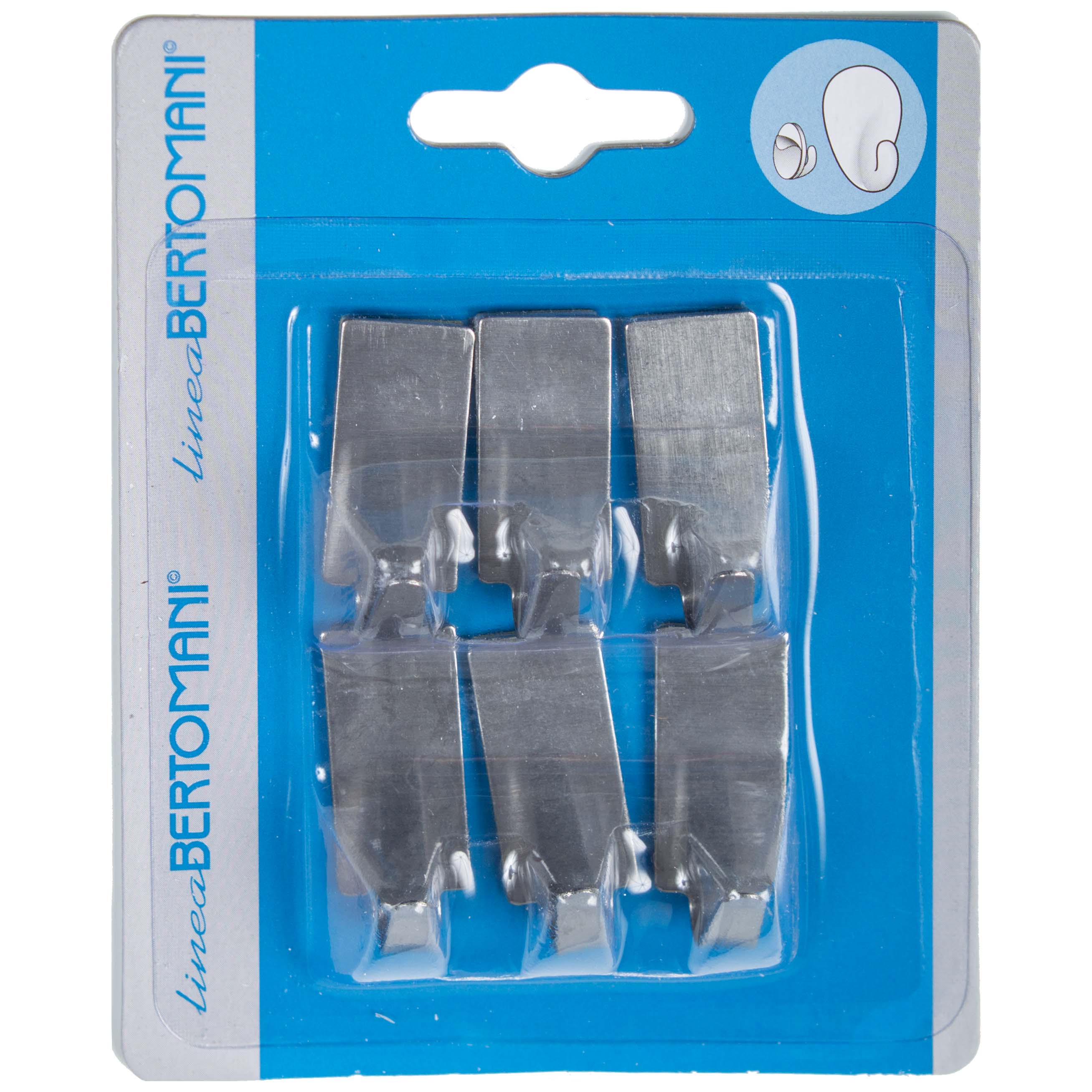 6 zelfklevende haken vernikkeld 35X15mm