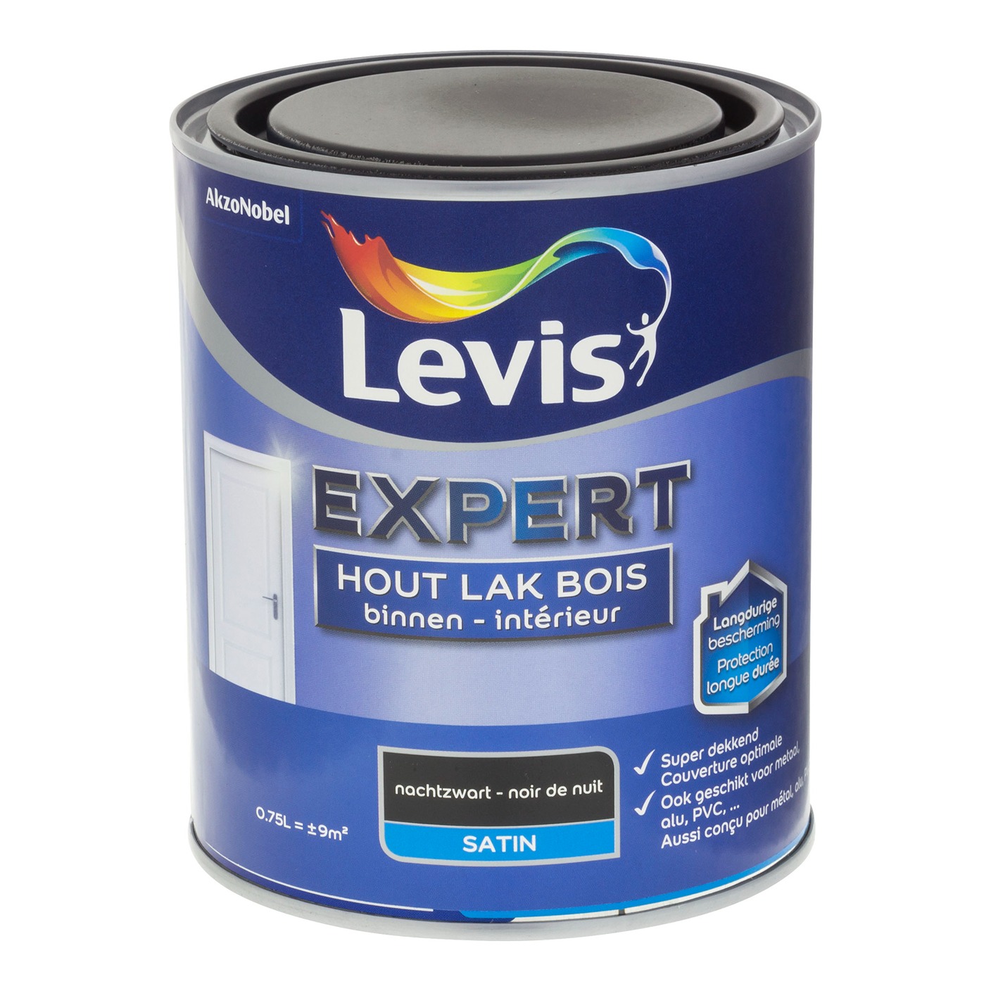 Levis Expert Hout Lak Binnen Satin 0.75l Nachtzwart