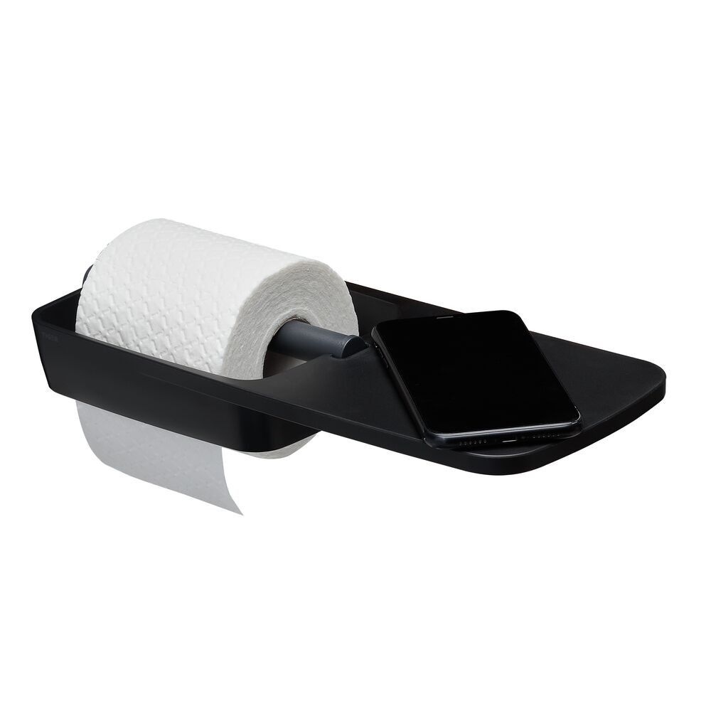 Tiger Tess Porte-rouleau papier toilette avec tablette Noir / Anthracite