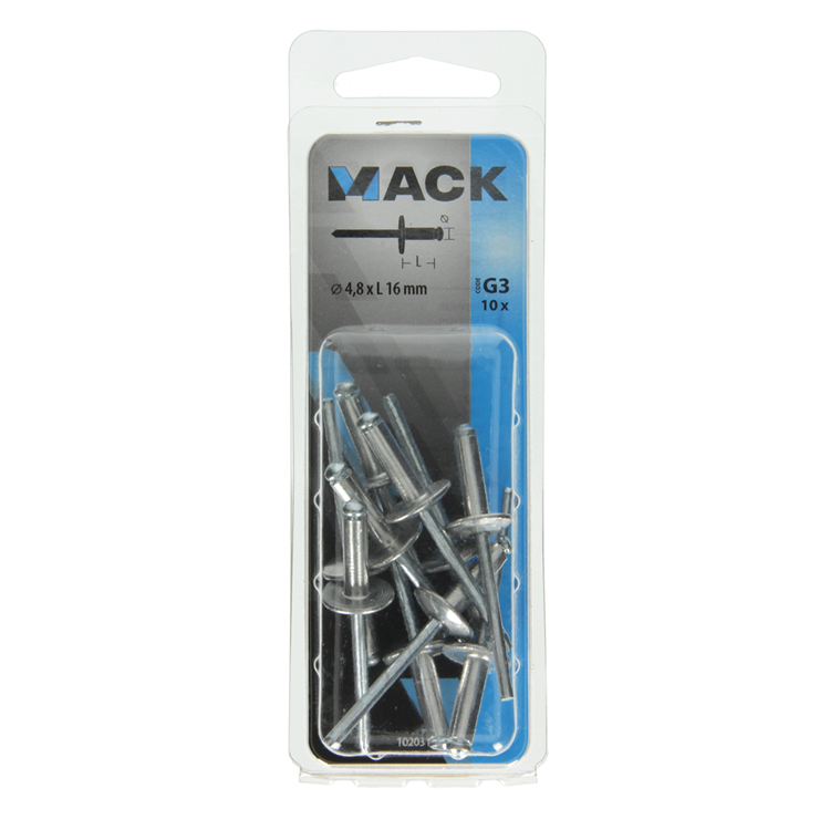 Mack blindklinknagels aluminium brede kop Ø4,8x16mm (10st)
