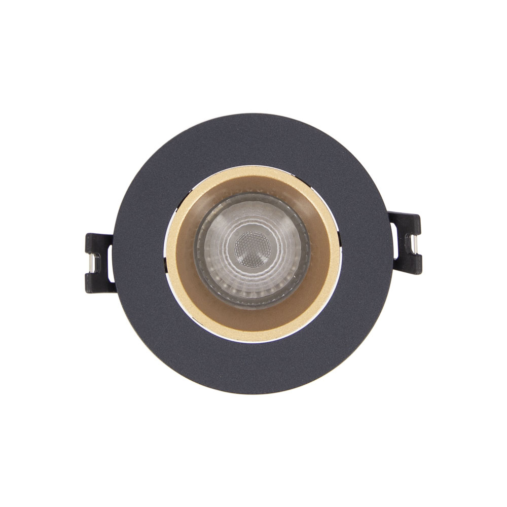 Xanlite LED inbouwspot rond zwart en goud GU10 - 345 lm (=50W) - IP20 - 2700k warm wit licht (lamp inbegrepen)