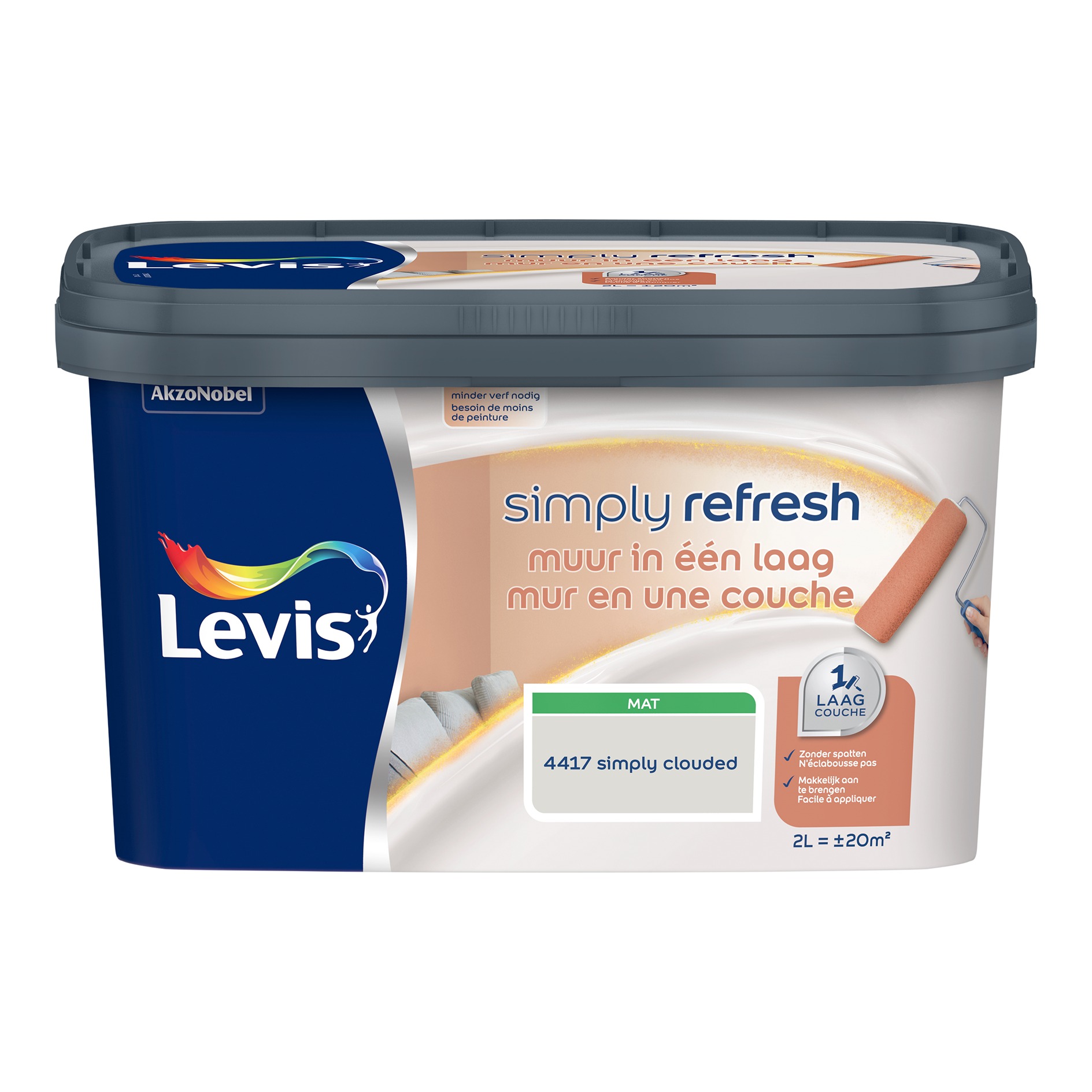 Levis Simply Refresh Muur In Eén Laag Mat 2l Clouded