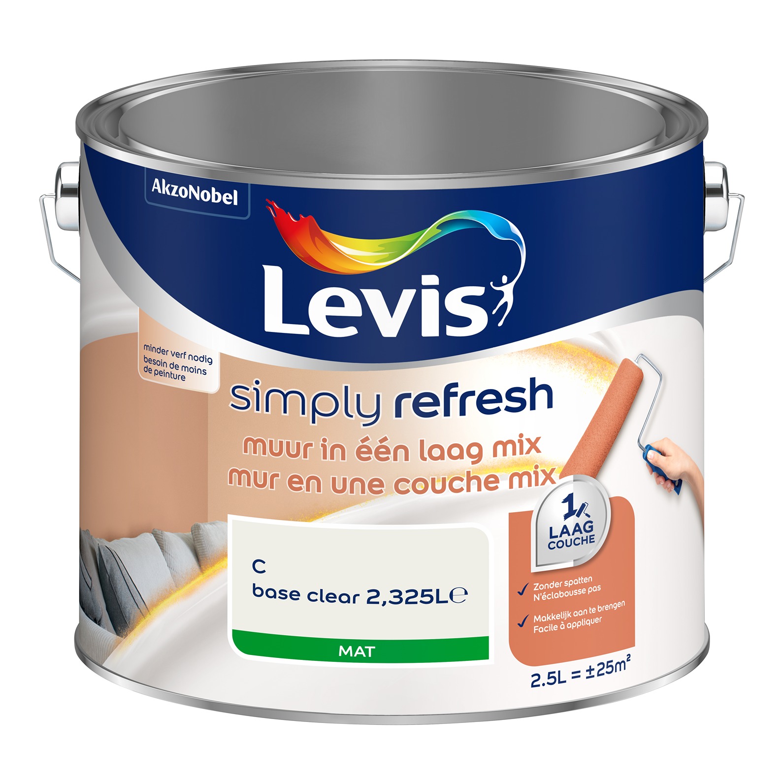 Levis Simply Refresh Muur In Eén Laag Mix 2.5l Kleurloos